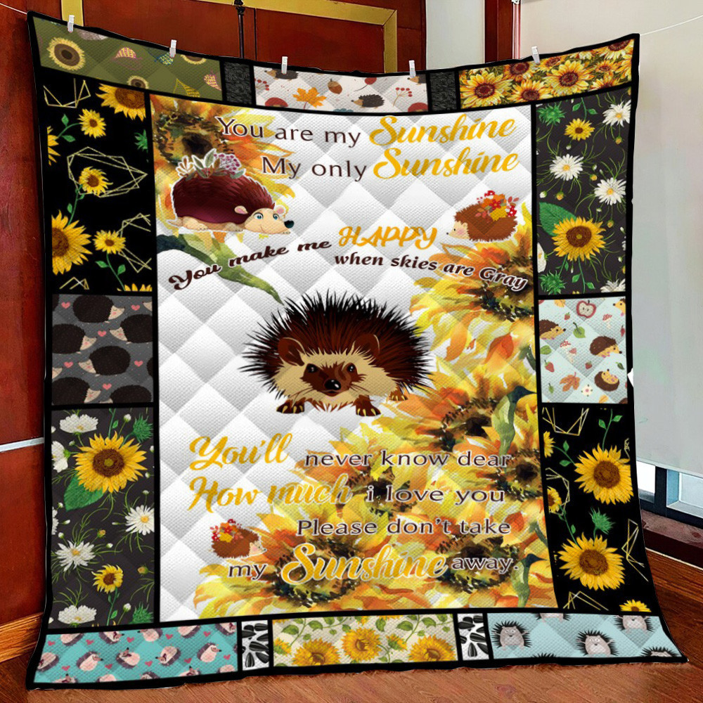 Hedgehog Aunflower Fleece Blanket Quilt Blanket