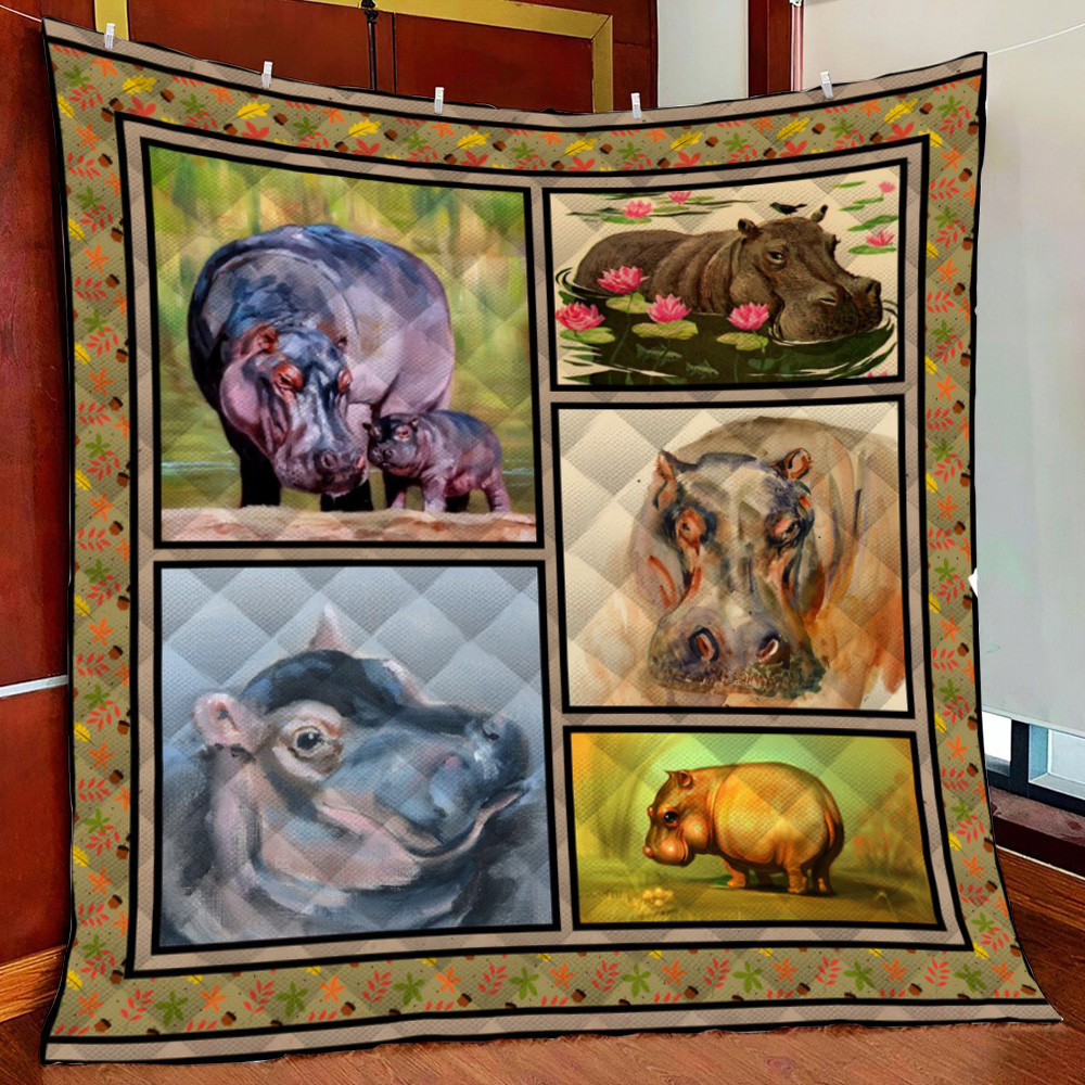 Hippo Fleece Blanket Quilt Blanket
