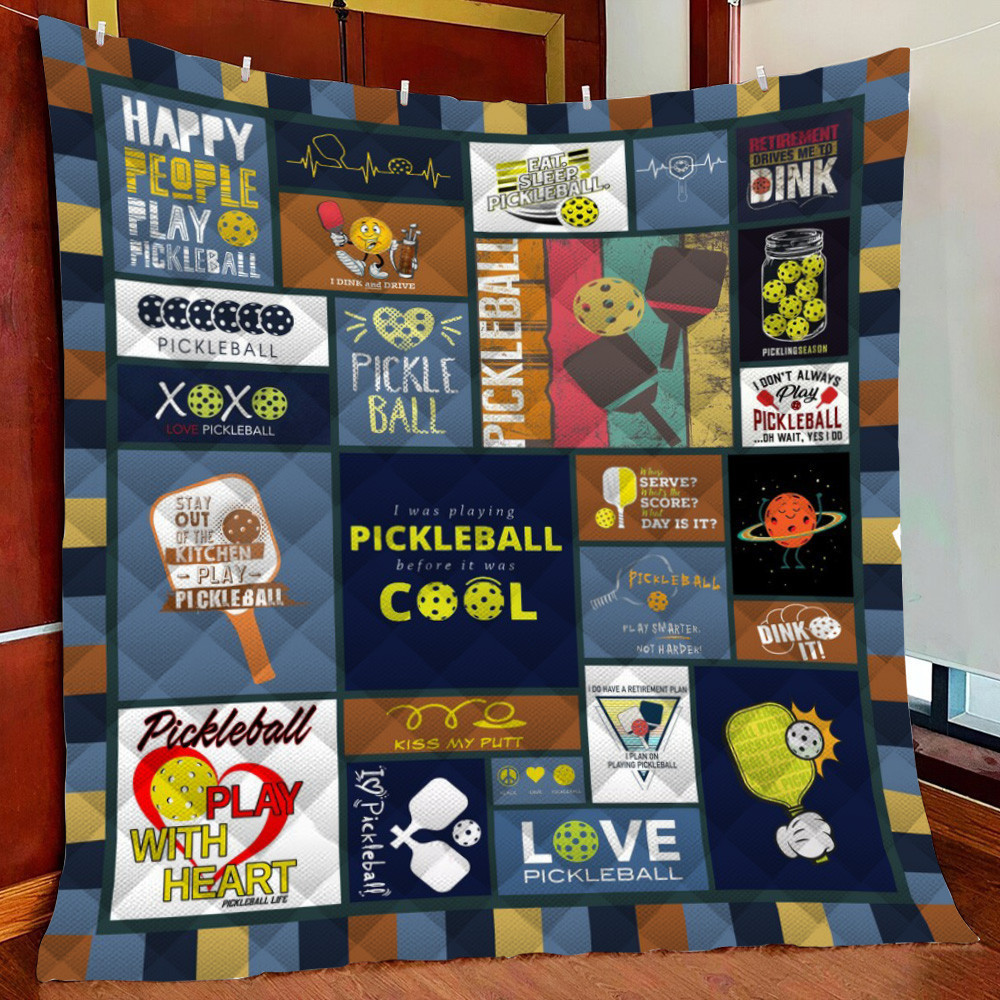 Pickleball Fleece Blanket Quilt Blanket