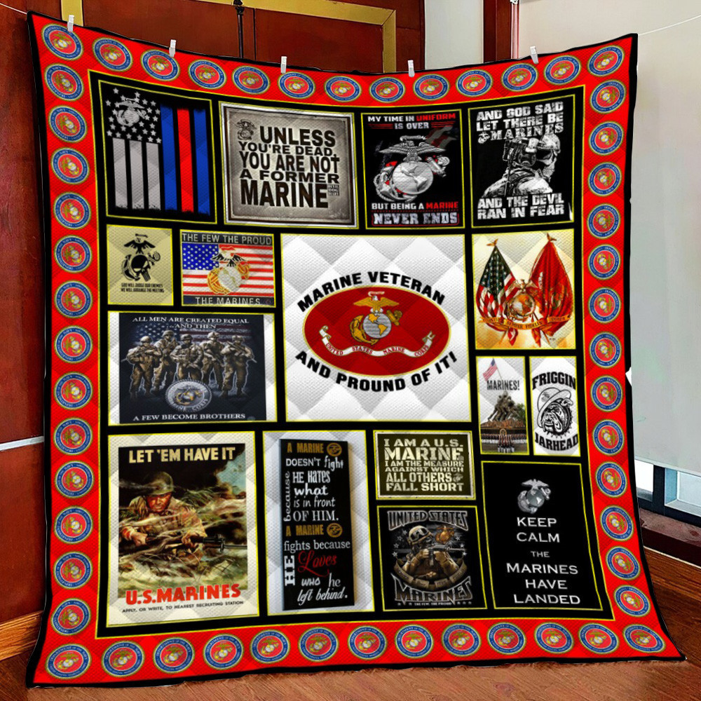 Us Marine Veteran Fleece Blanket Quilt Blanket For Bed