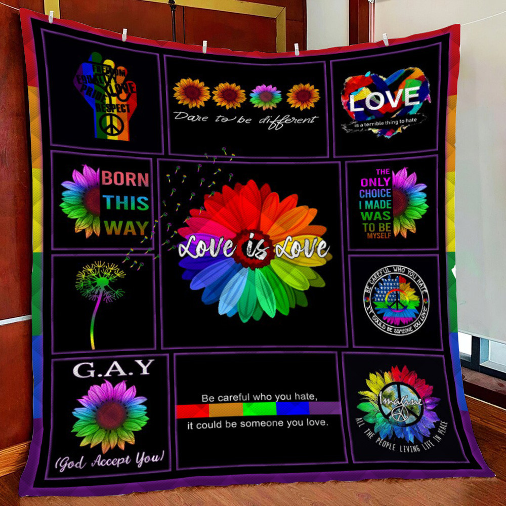 Peace Love Equality Pride Fleece Blanket Quilt Blanket
