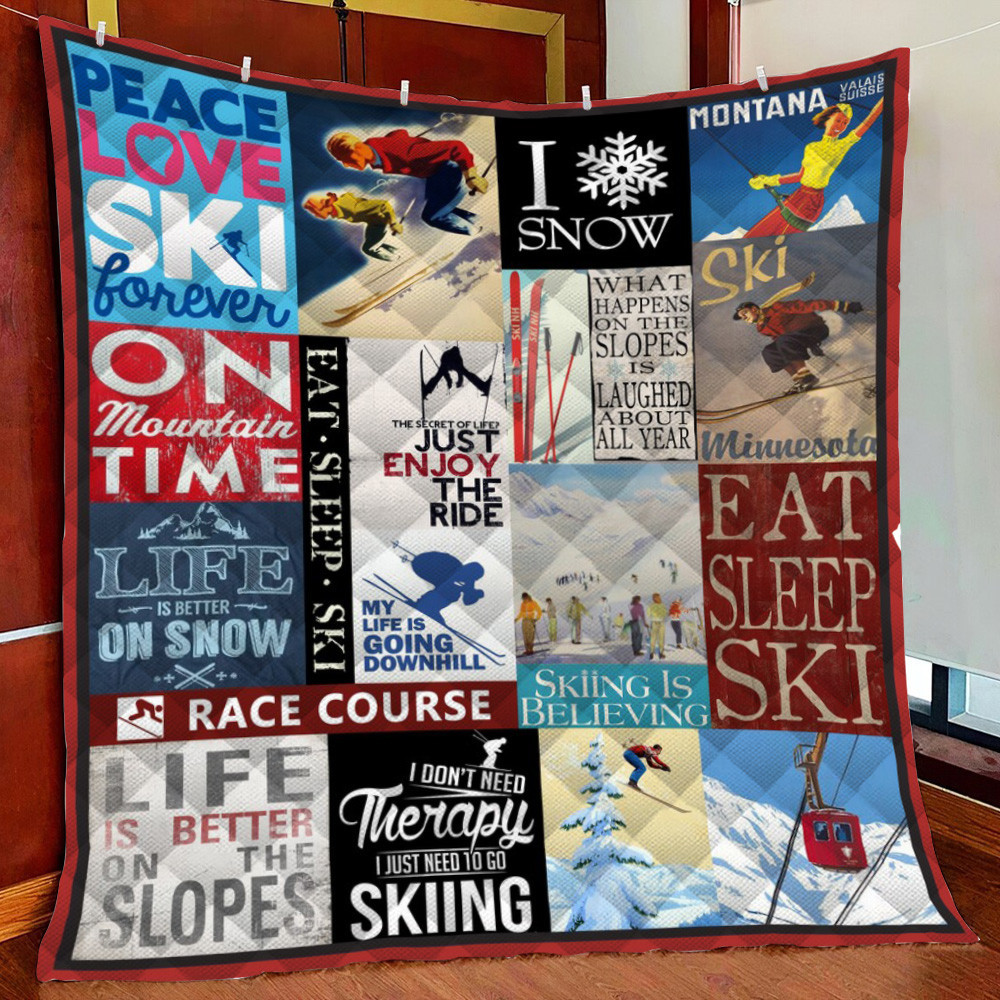 Skiing Ver2 Fleece Blanket Quilt Blanket