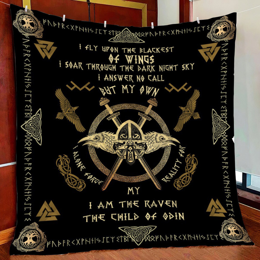 Raven ???? The Child Of Odin Fleece Blanket Quilt Blanket