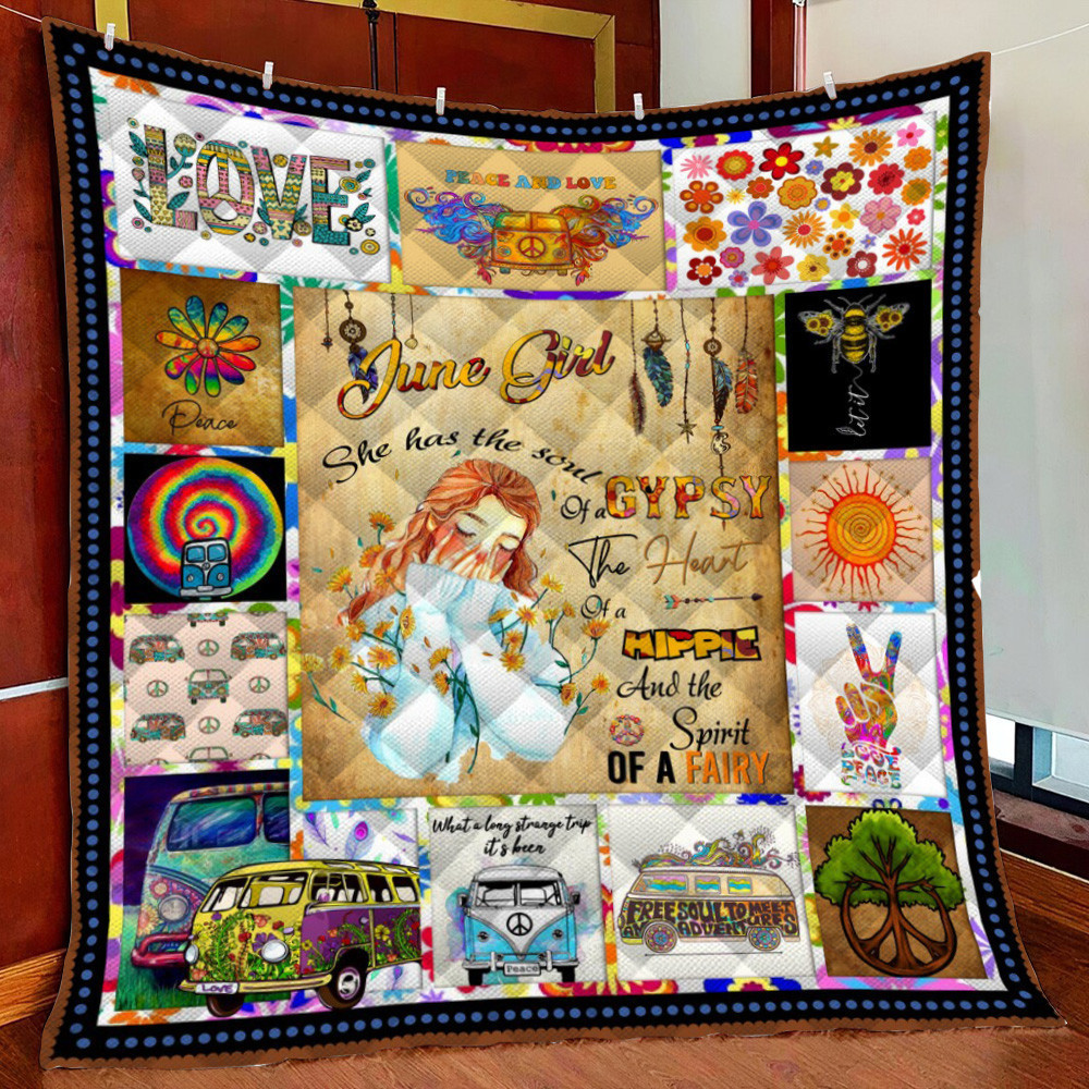 June Girl Hippie Fleece Blanket Quilt Blanket