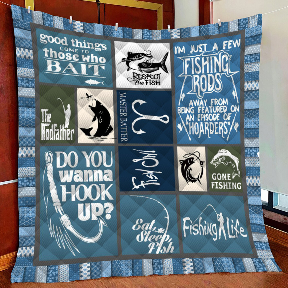 Fishing Do You Wanna Hook Up Fleece Blanket Quilt Blanket