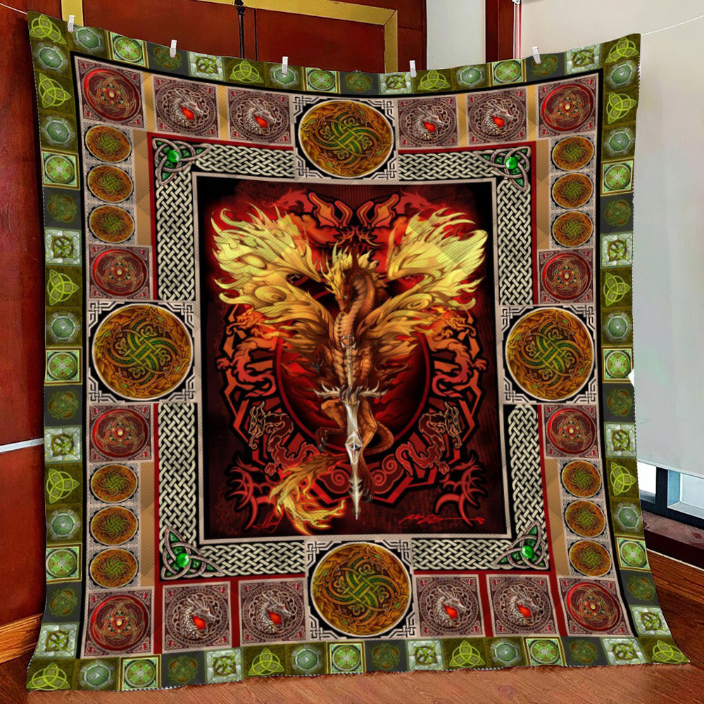 Celtic Dragon Fleece Blanket Quilt Blanket