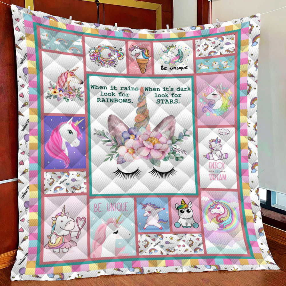 Unicorn When It R Look For Rain Fleece Blanket Quilt Blanket For Bed
