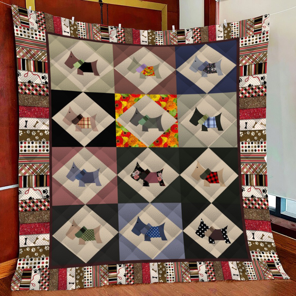 Scottie Fleece Blanket Quilt Blanket