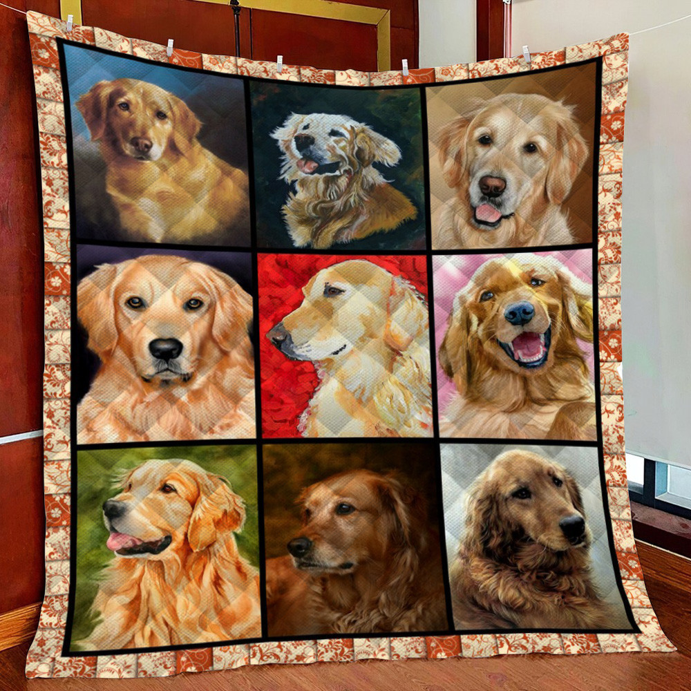 Golden Retriever Dog Fleece Blanket Quilt Blanket