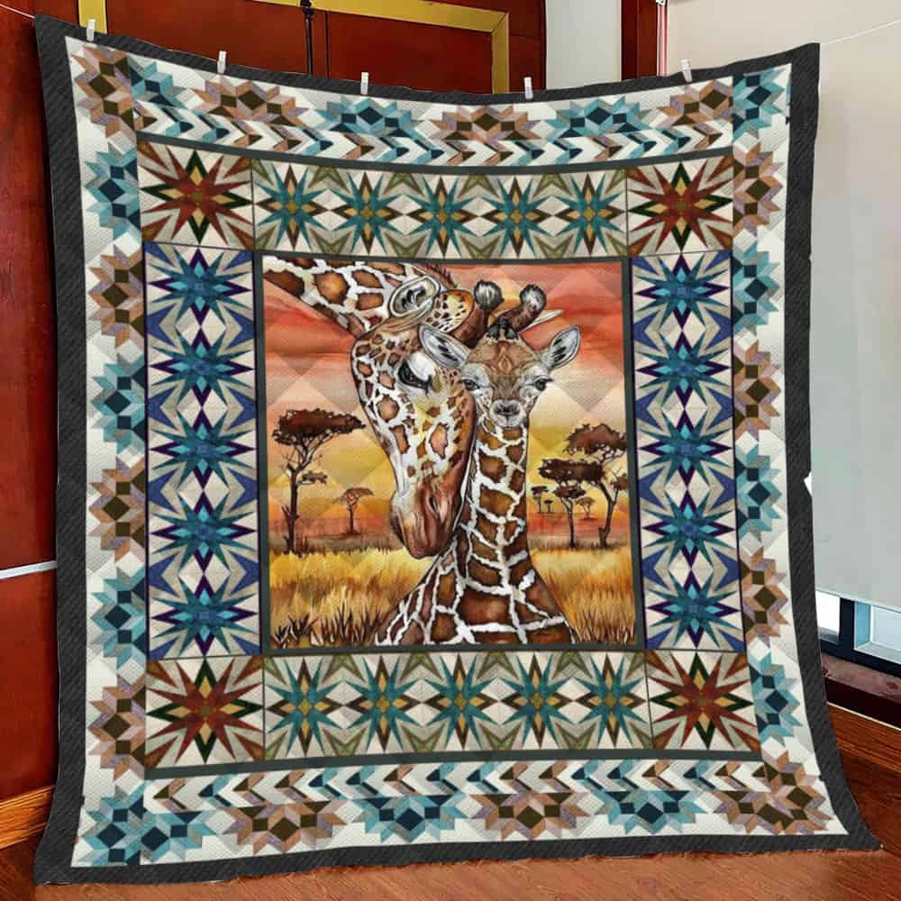 Giraffe And Love Fleece Blanket Quilt Blanket