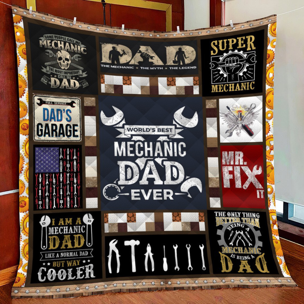 Mechanic Dad Fleece Blanket Quilt Blanket