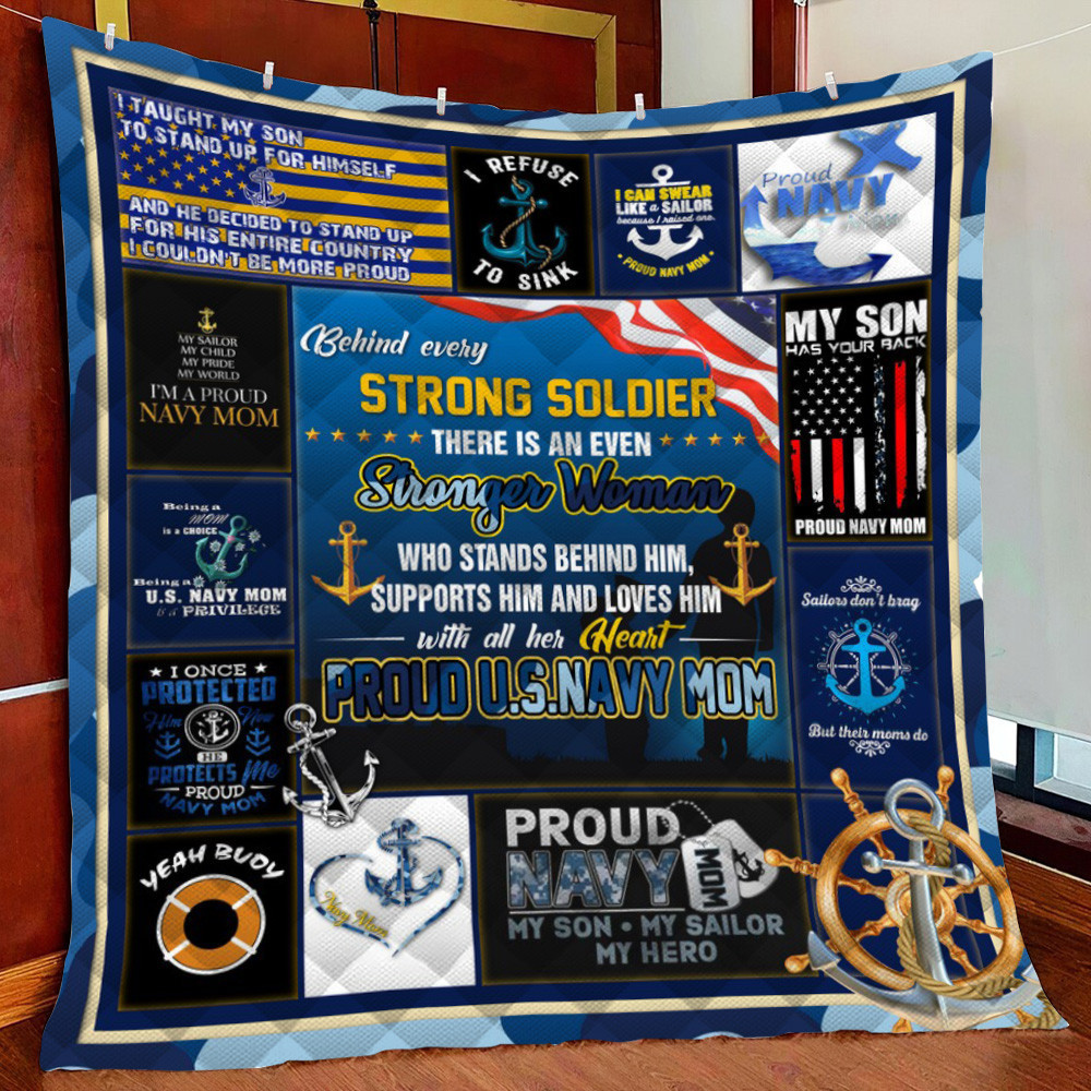 Us Navy Mom Fleece Blanket Quilt Blanket
