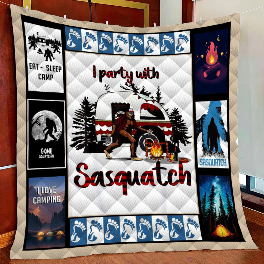 I Party Wiasquatch Bigfoot Fleece Blanket Quilt Blanket