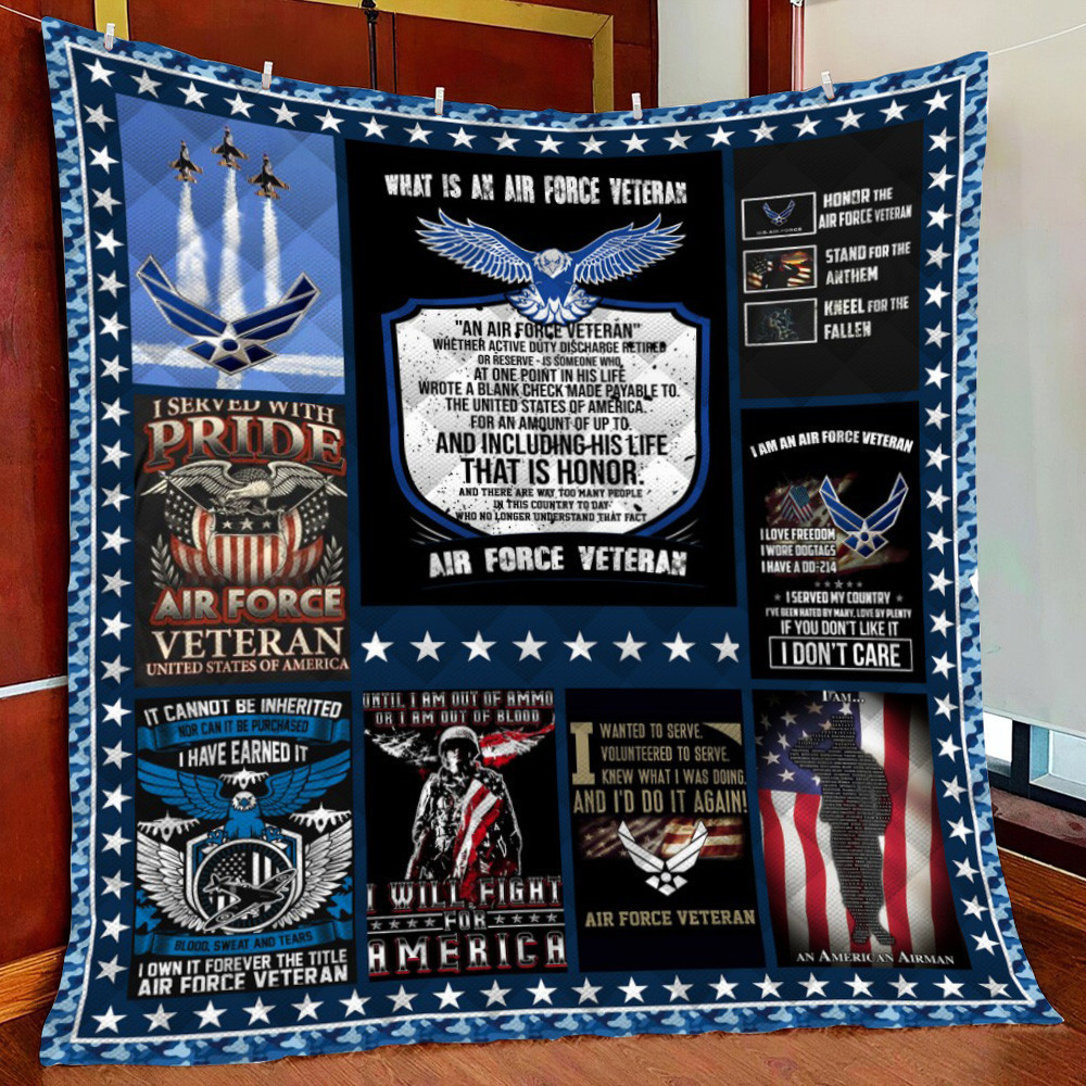Air Force Veteran Fleece Blanket Quilt Blanket For Bed