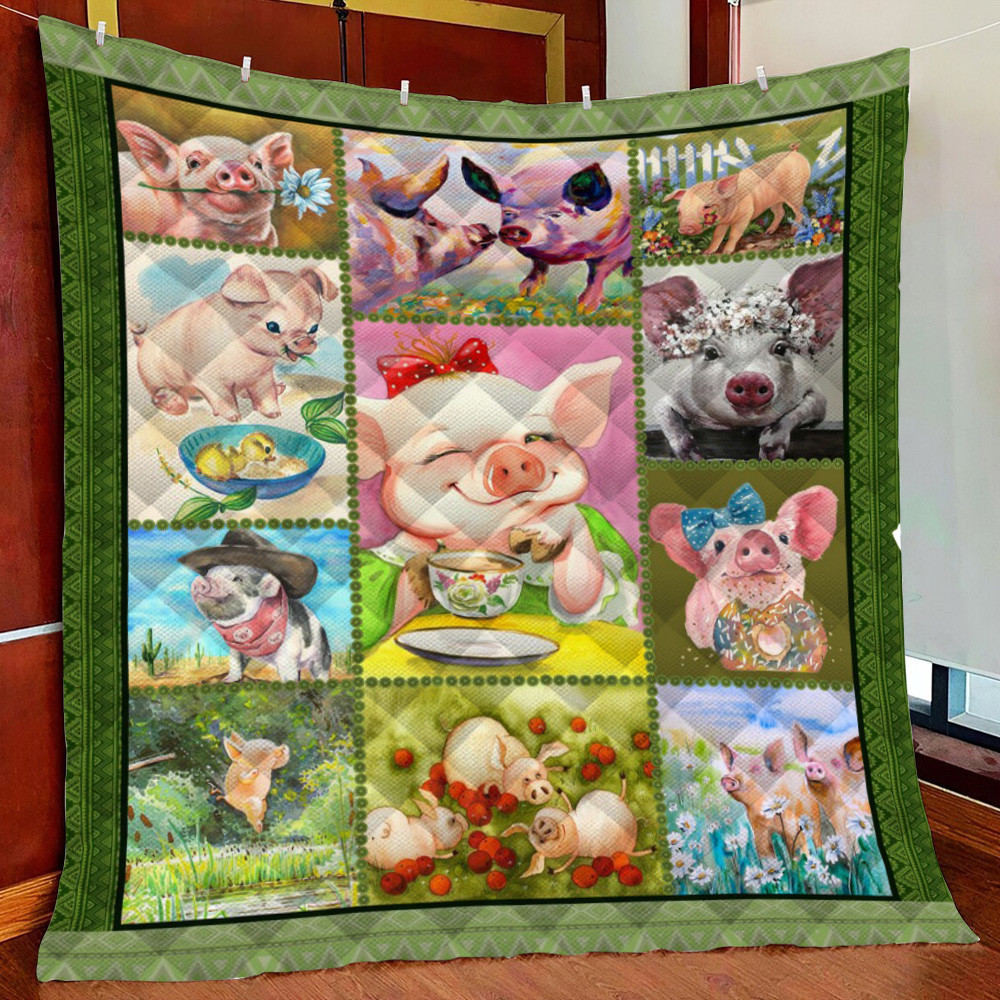 Pig 4 Fleece Blanket Quilt Blanket