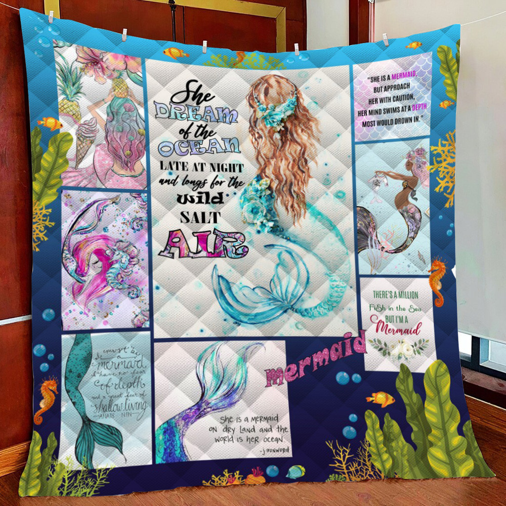 She Dr Of The Ocean Mermaid Fleece Blanket Quilt Blanket