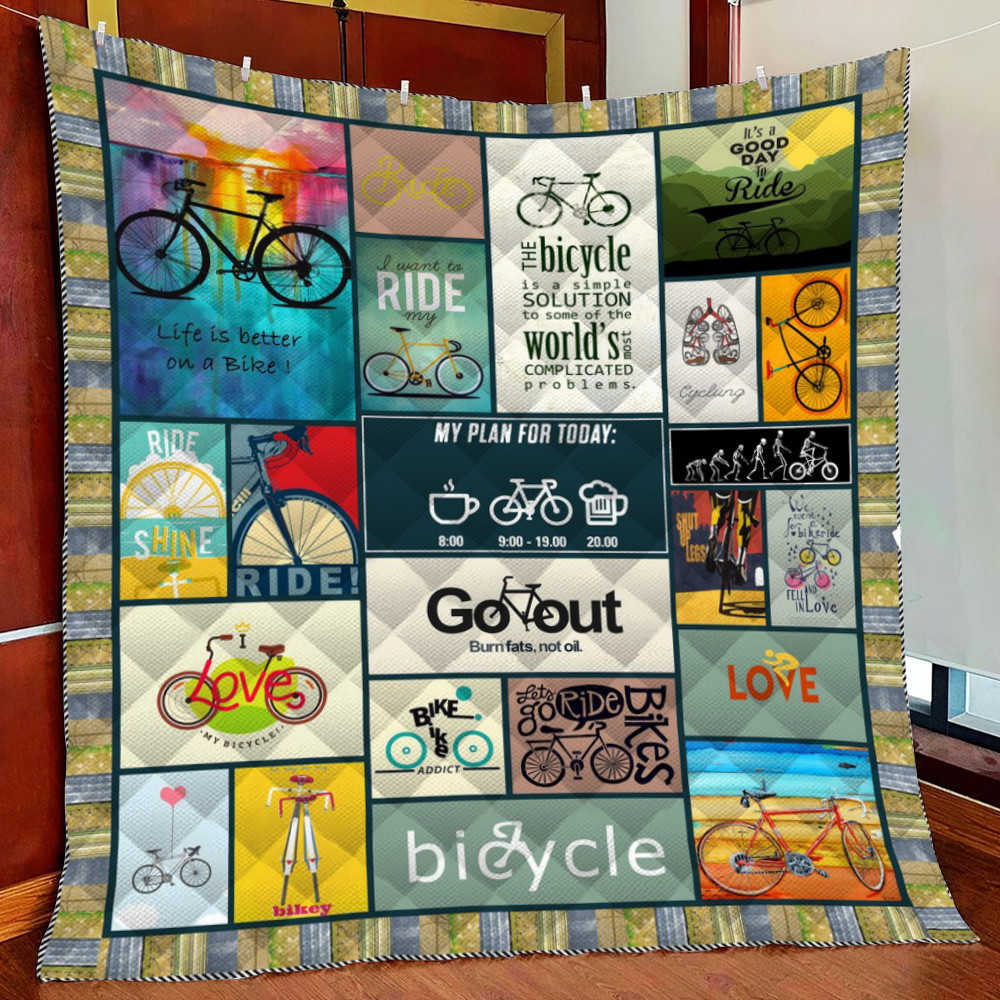 Lif Better On A Bike Cycling Fleece Blanket Quilt Blanket