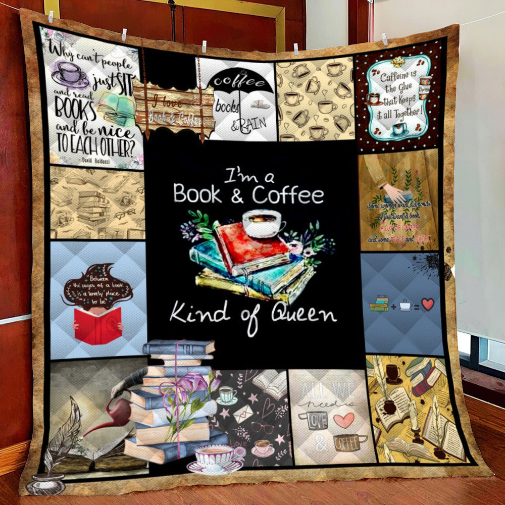 Book And Coffee ???? Kind Of Queen Fleece Blanket Quilt Blanket