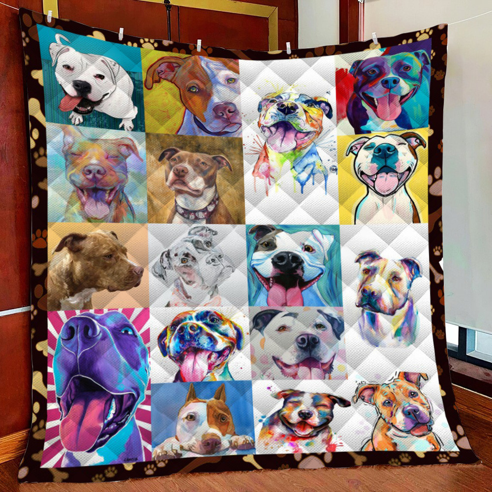 Cute Pitbull Fleece Blanket Quilt Blanket For Bed
