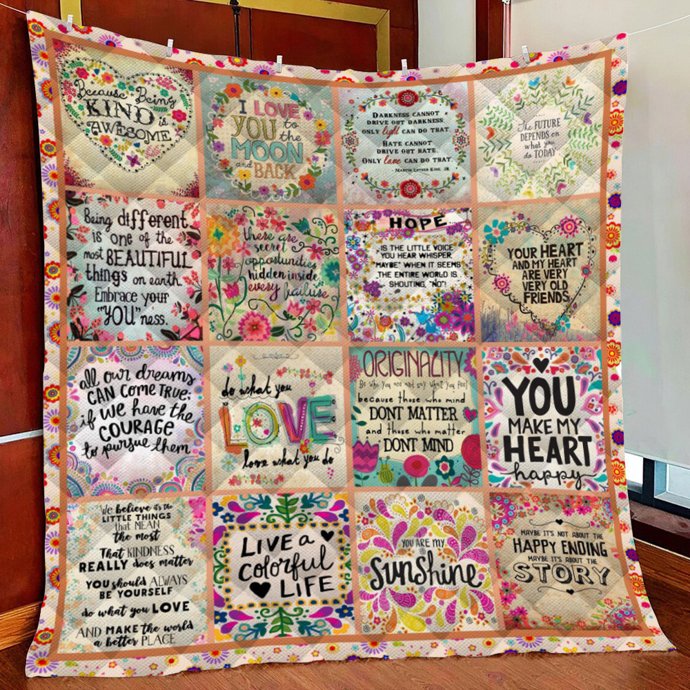 Hippie Text Fleece Blanket Quilt Blanket
