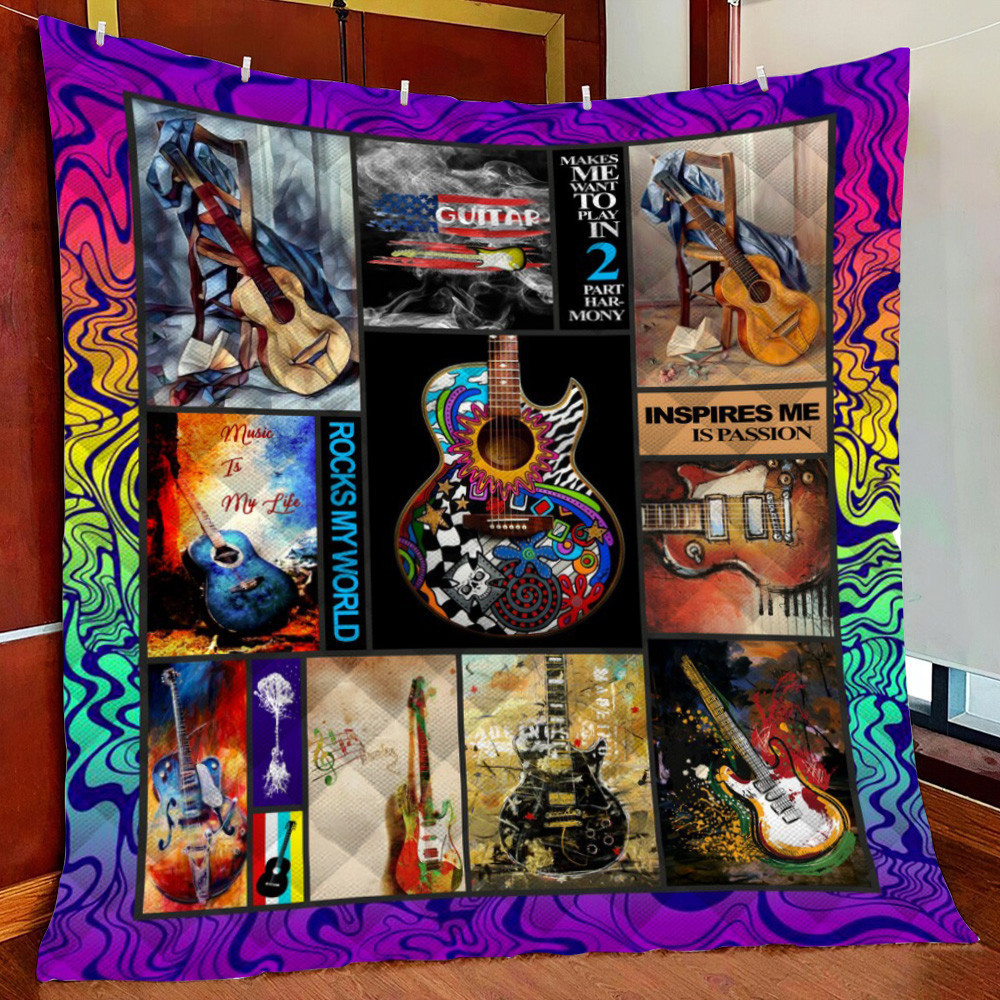 Rock My World Guitar Fleece Blanket Quilt Blanket
