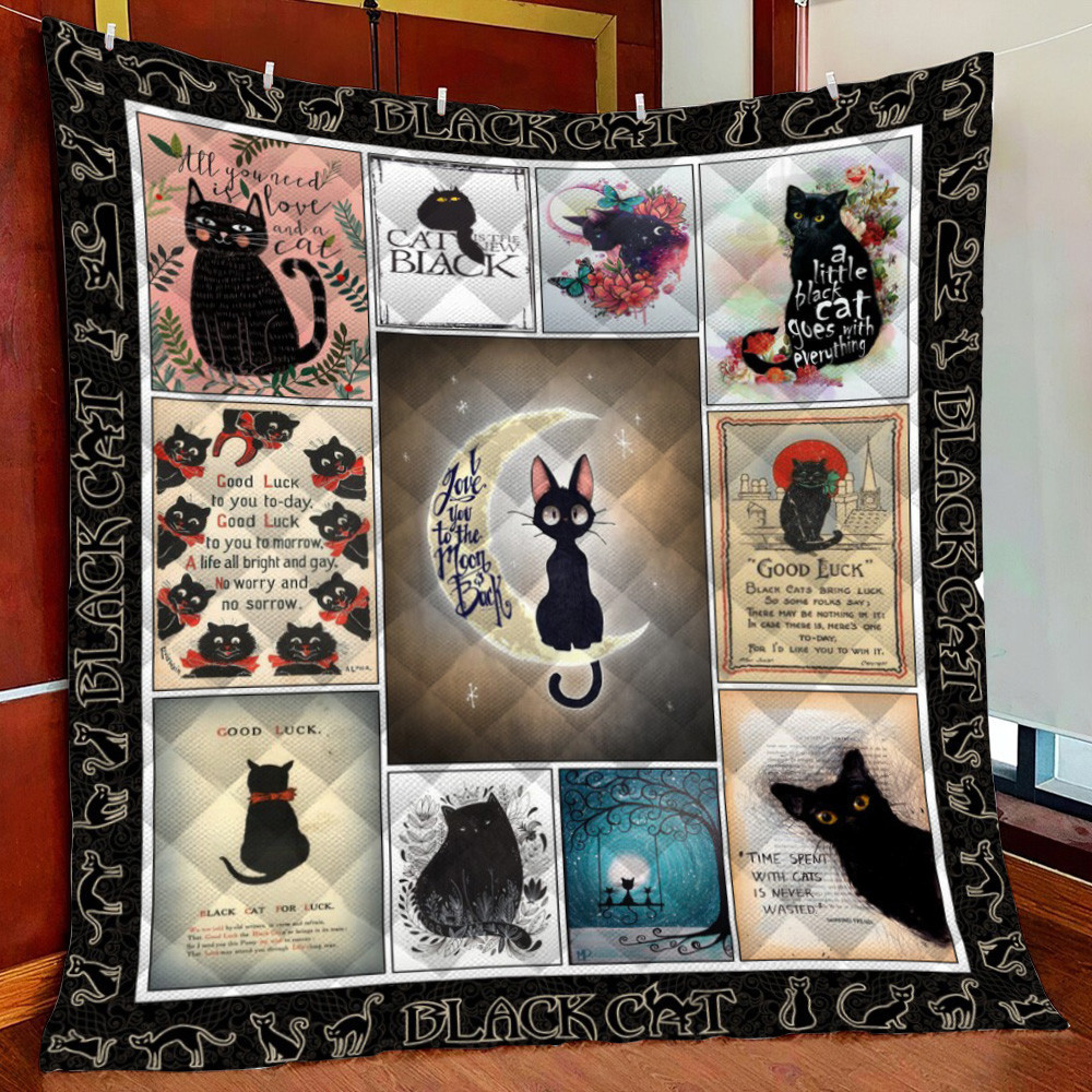 Black Cat Fleece Blanket Quilt Blanket For Bed