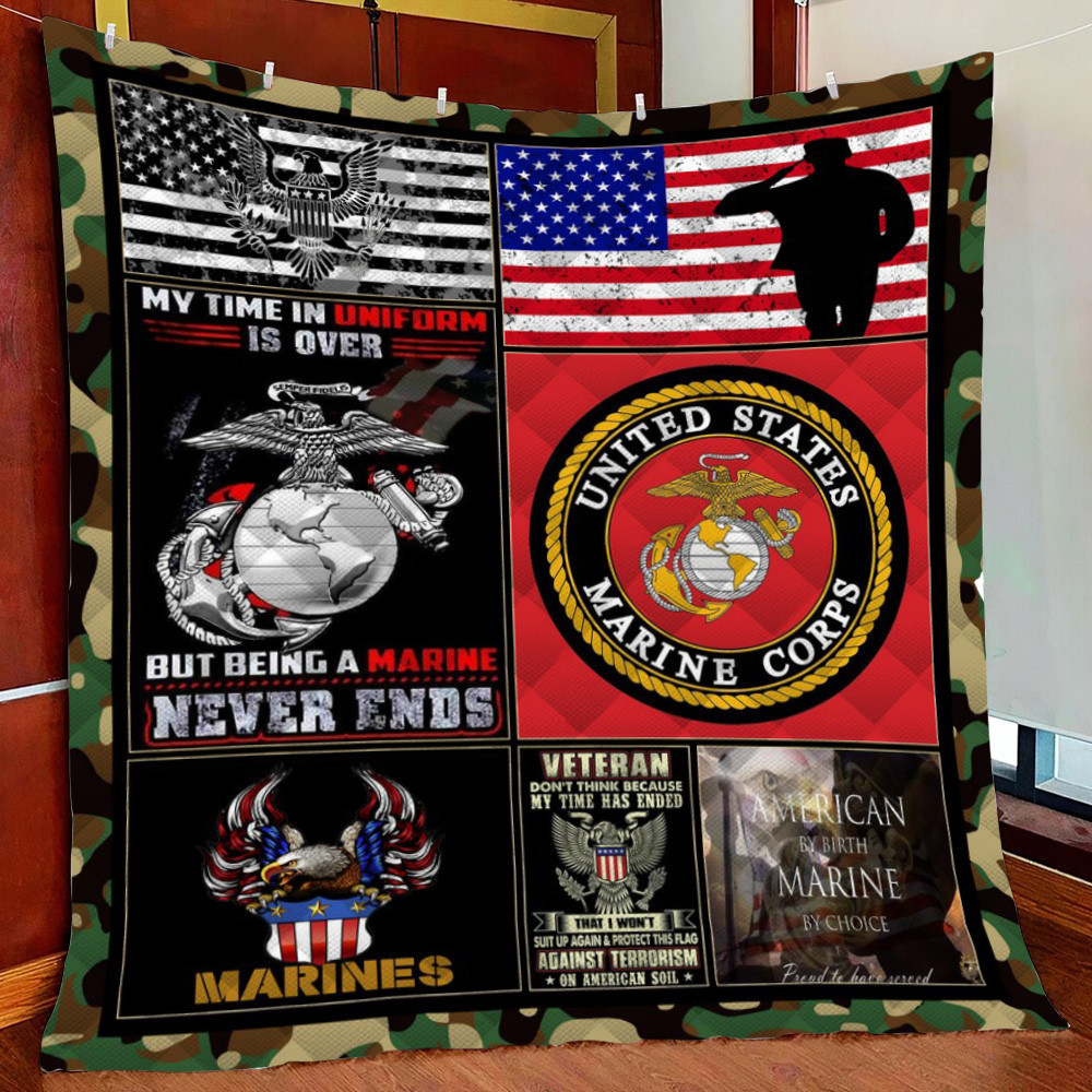 Us Marine Veteran-Fleece Blanket Quilt Blanket