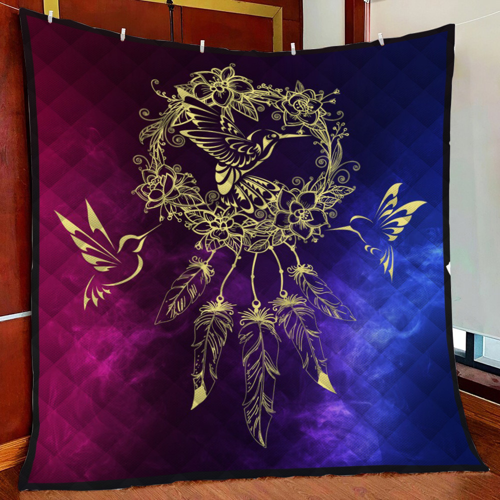 Hummingb Dreamcatcher Fleece Blanket Quilt Blanket