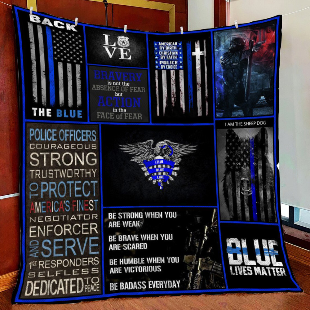 Thin Blue Line Fleece Blanket Quilt Blanket