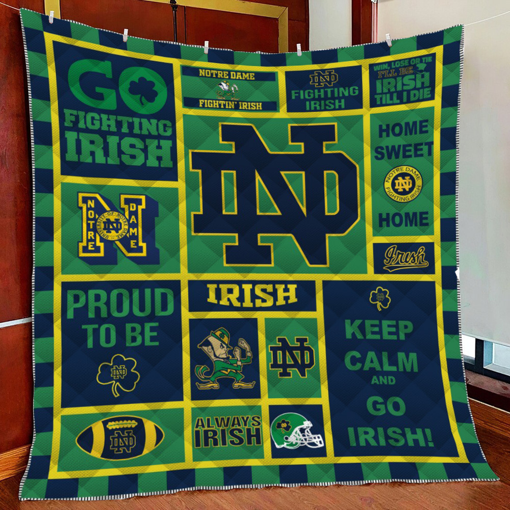 Notre Dame Fighting h Ver3 Fleece Blanket Quilt Blanket