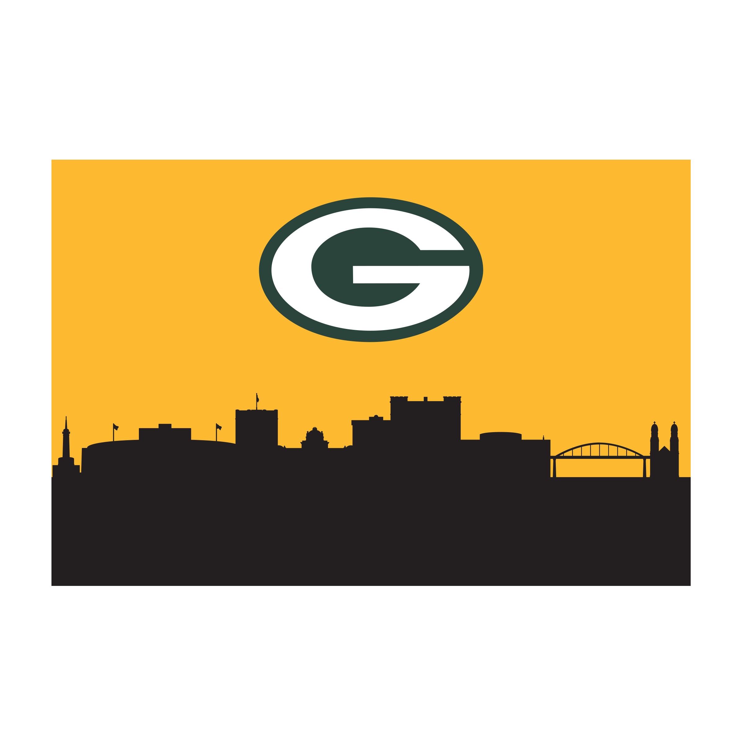Nfl Green Bay Packers Washable 2 X 3 Ft Area Rug City Scape Design