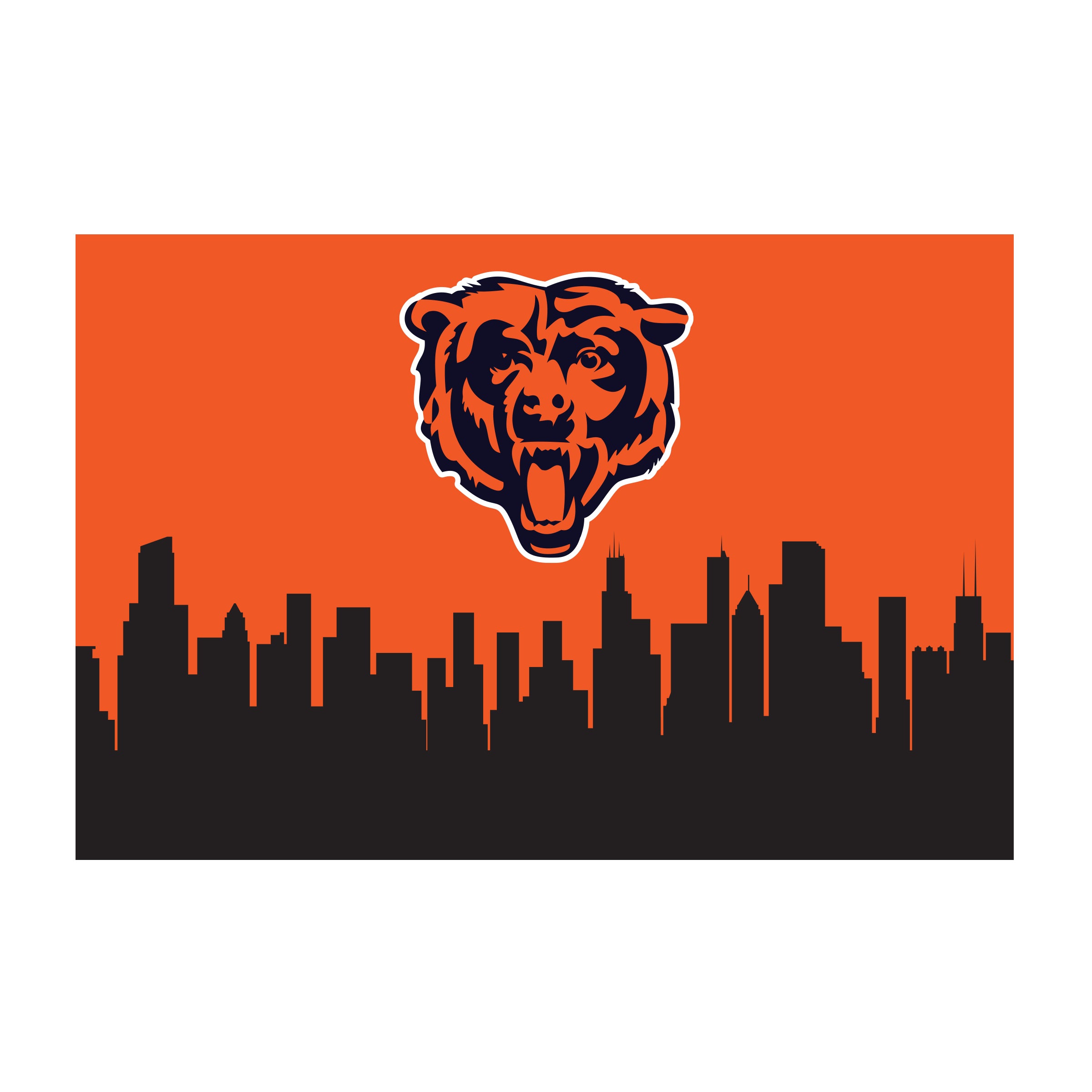 Nfl Chicago Bears Washable 2 X 3 Ft Area Rug City Scape Design