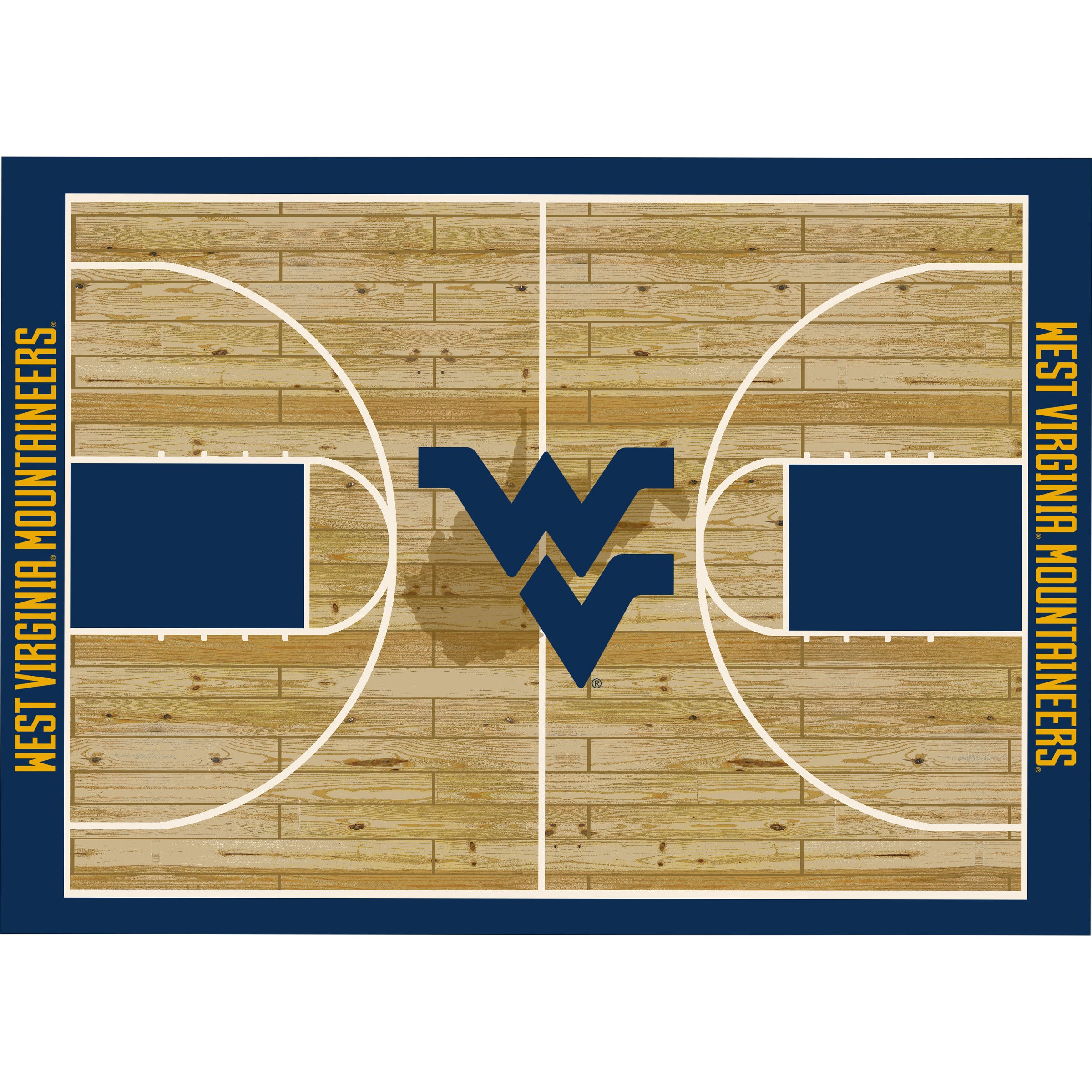 Ncaa West Virginia Mountaineers Team Logo Area Rug Court-Side Design