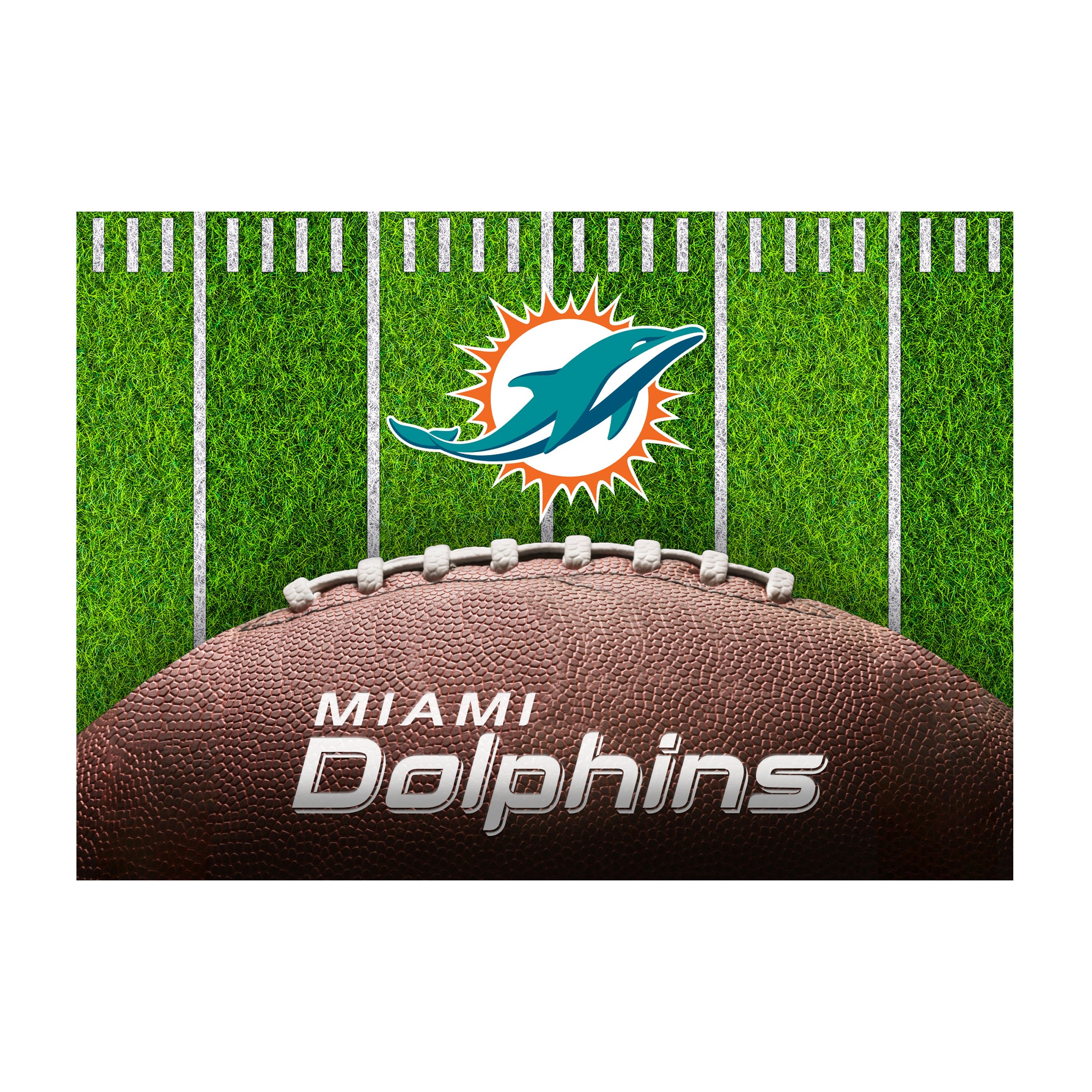 Nfl Miami Dolphins Washable 5 X 7 Ft Area Rug Football Field Design