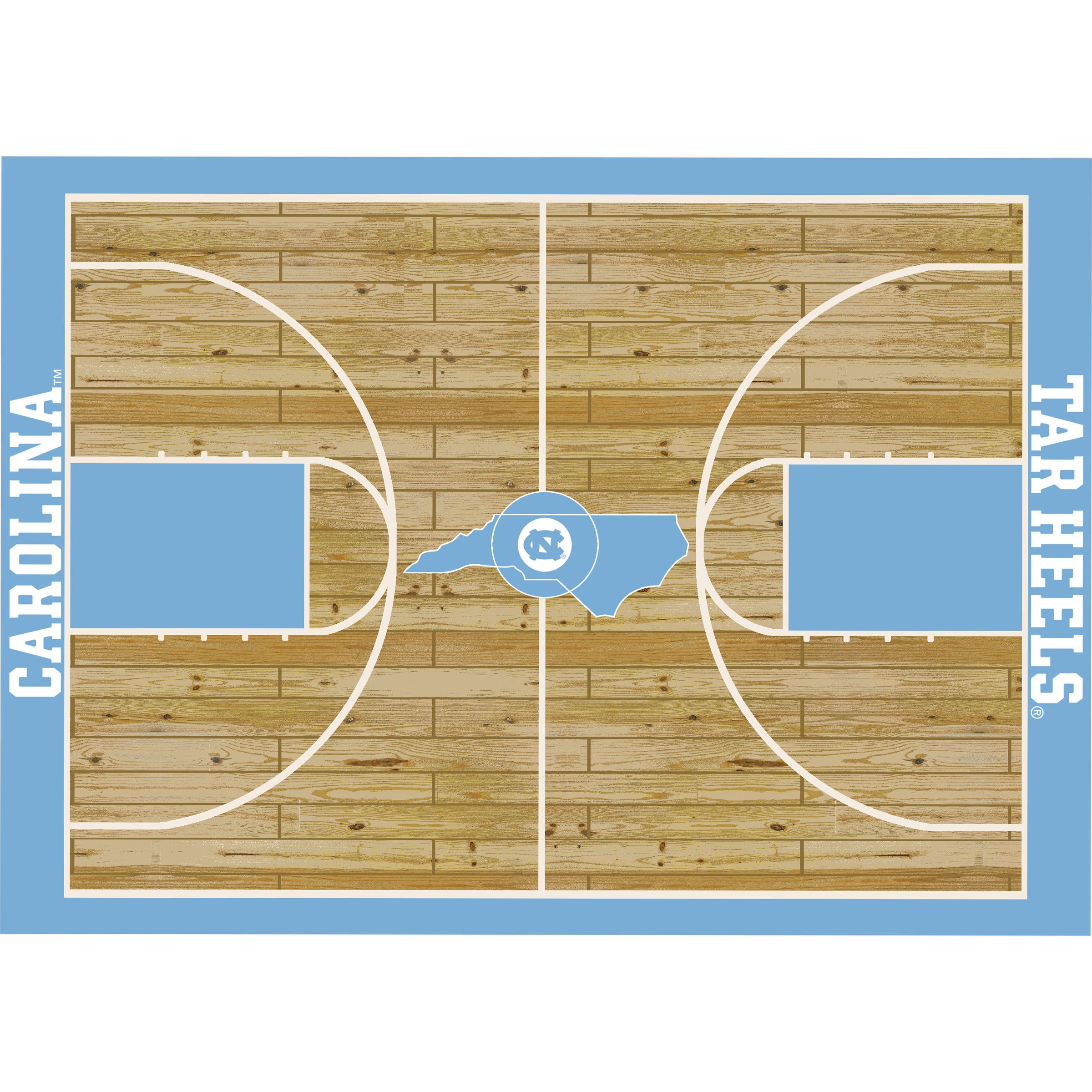 Ncaa North Carolina Tar Heels Team Logo Area Rug Court-Side Design