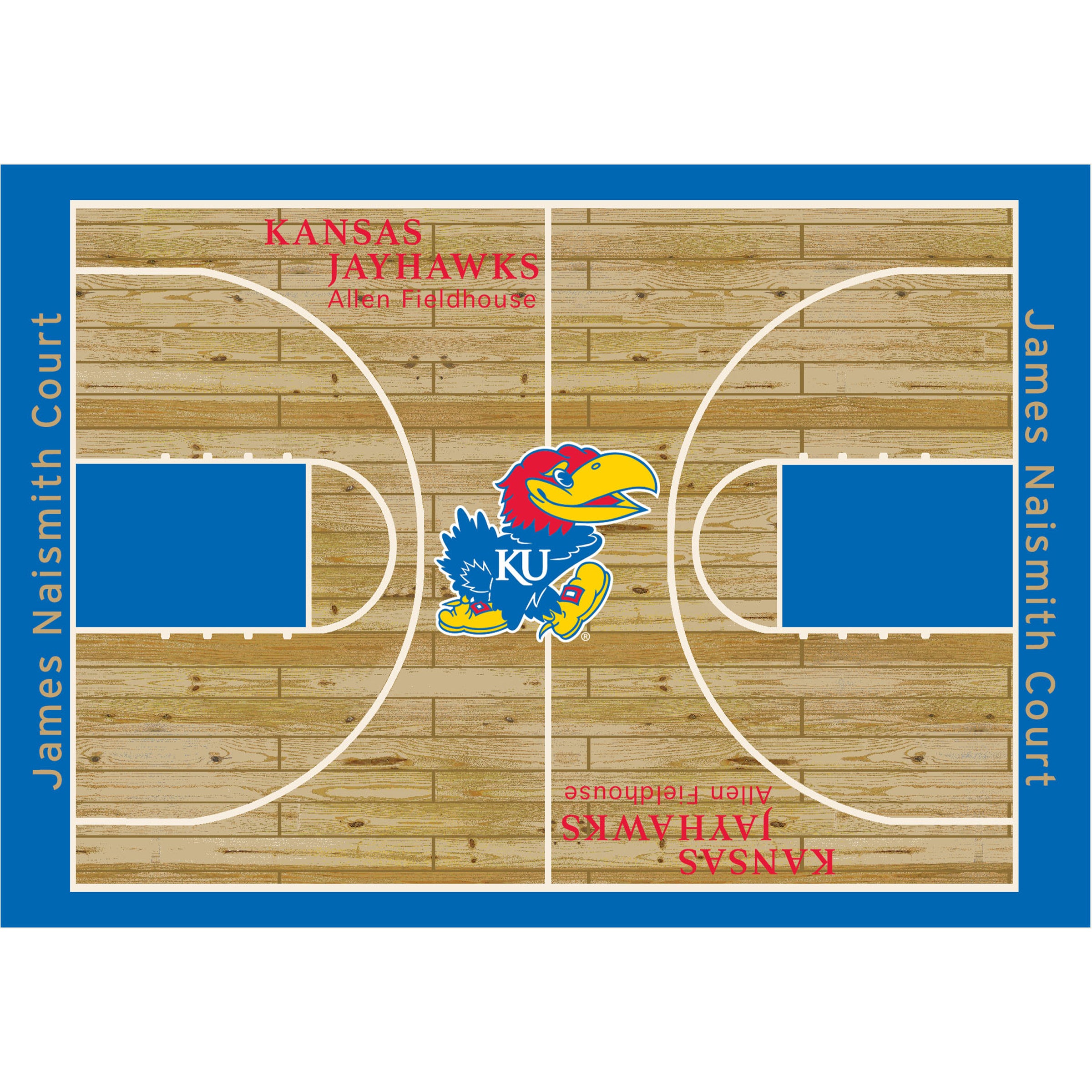Ncaa Kansas Jayhawks Team Logo Area Rug Court-Side Design