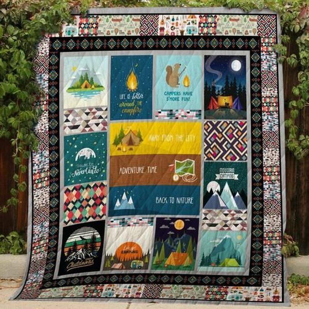 Camping Back To Nature Quilt Blanket