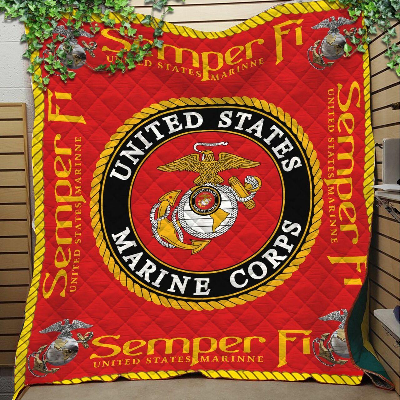 Us Marine Like Quilt Blanket