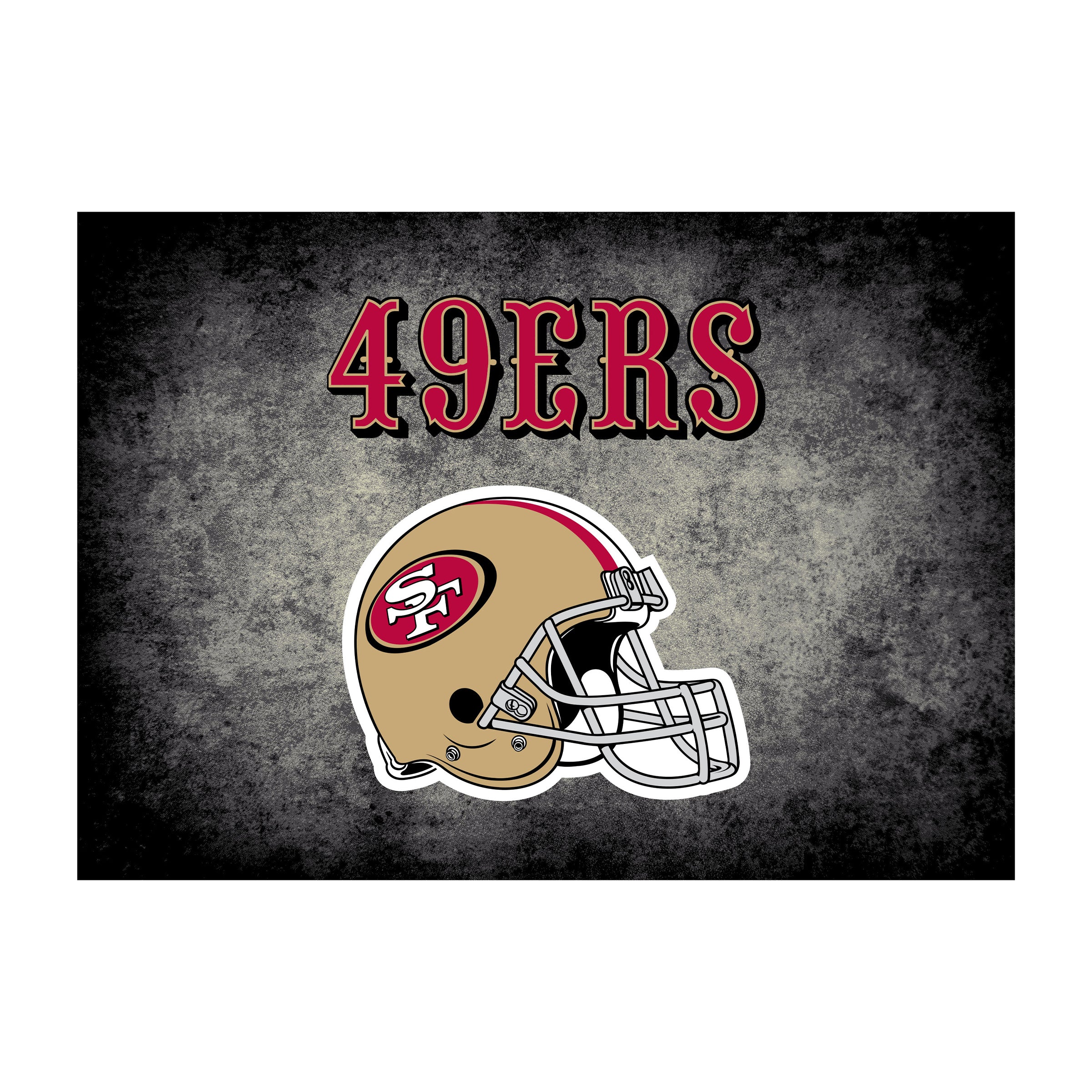 Nfl San Francisco 49Ers Team Logo Area Rug Distressed Design