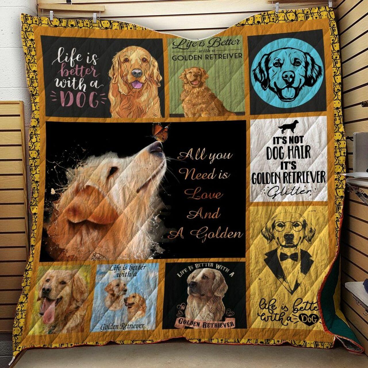 Golden Retriever Love And A Golden Quilt Blanket Dhc020120849Td