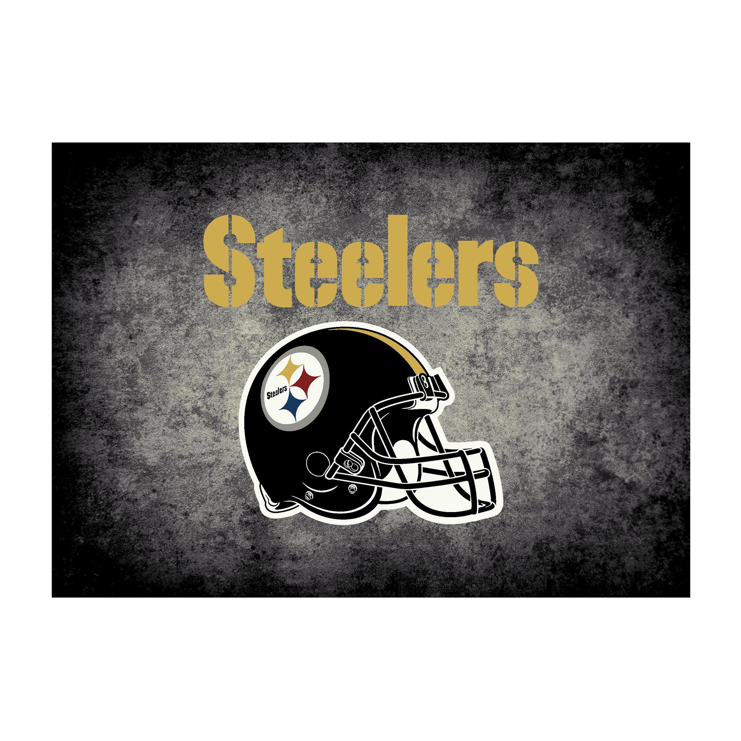Nfl Pittsburgh Steelers Team Logo Area Rug Distressed Design