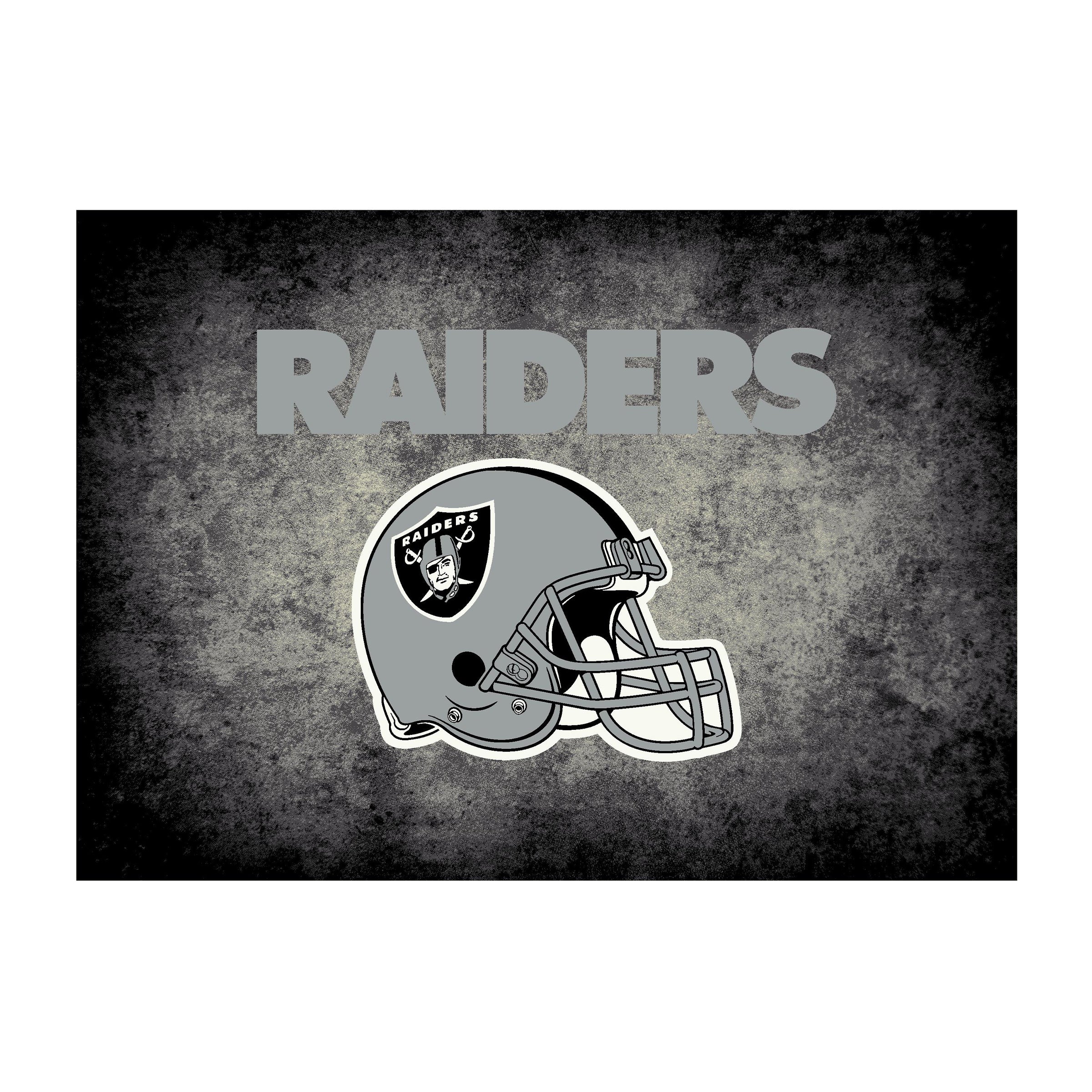 Nfl Las Vegas Raiders Team Logo Area Rug Distressed Design