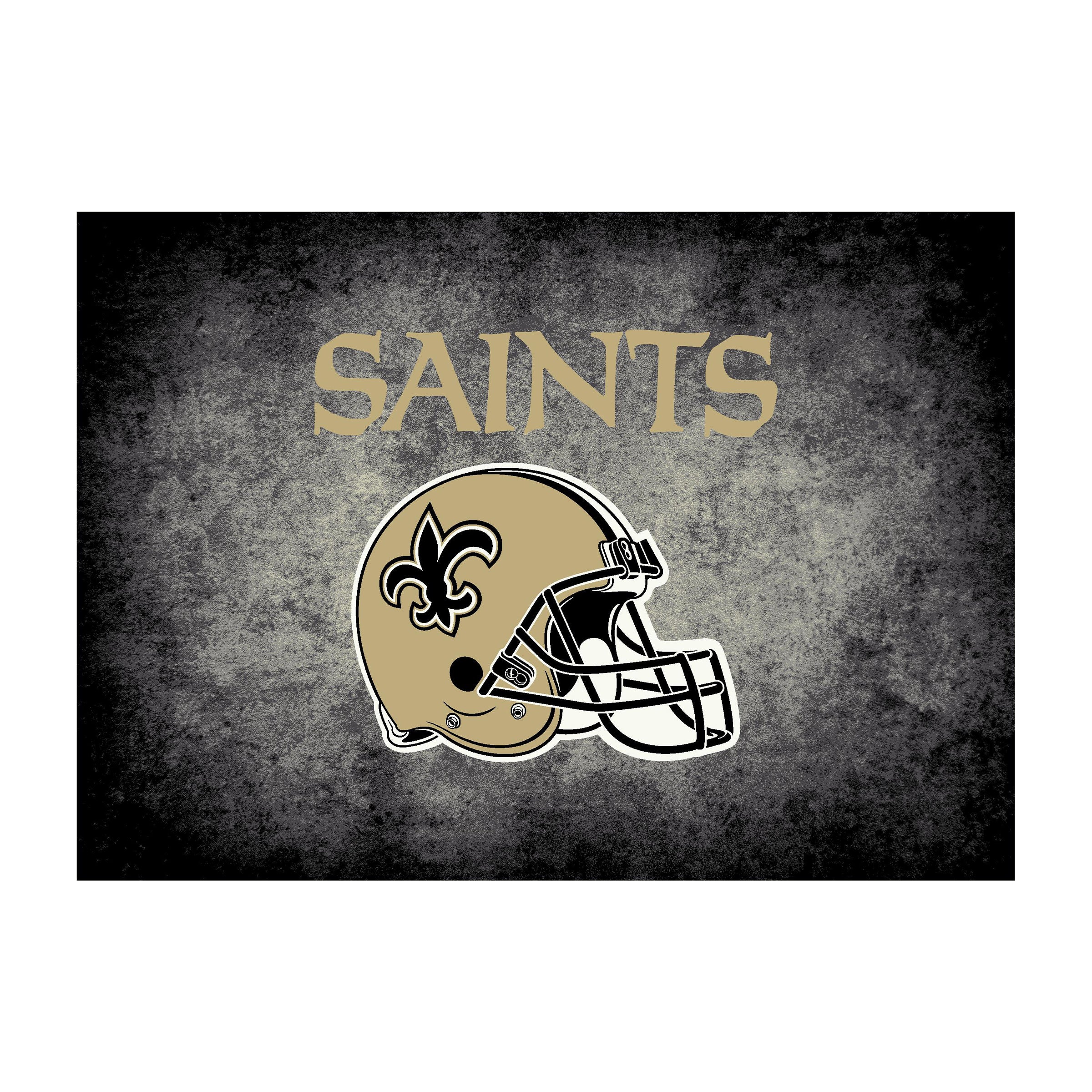 Nfl New Orleans Saints Team Logo Area Rug Distressed Design