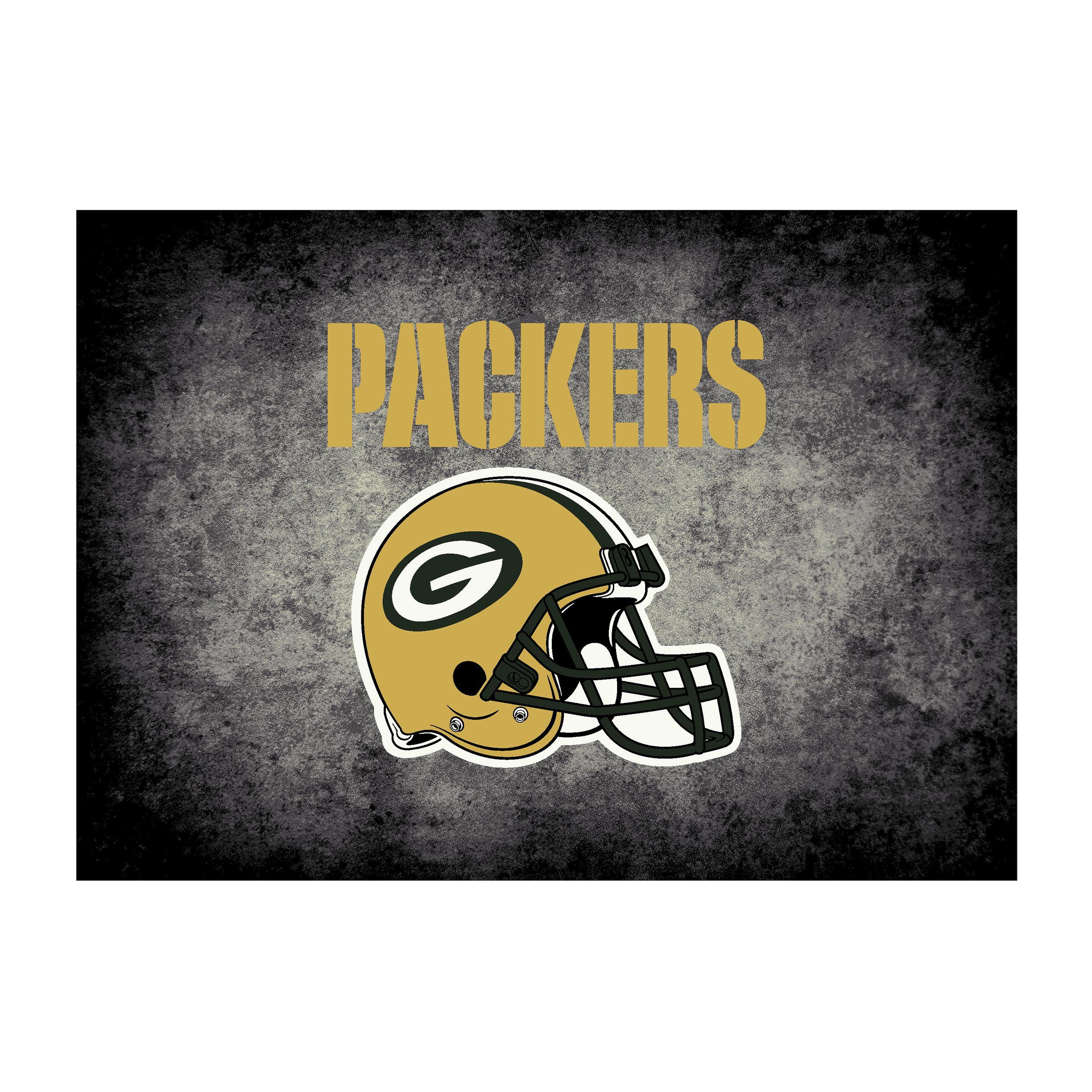 Nfl Green Bay Packers Team Logo Area Rug Distressed Design