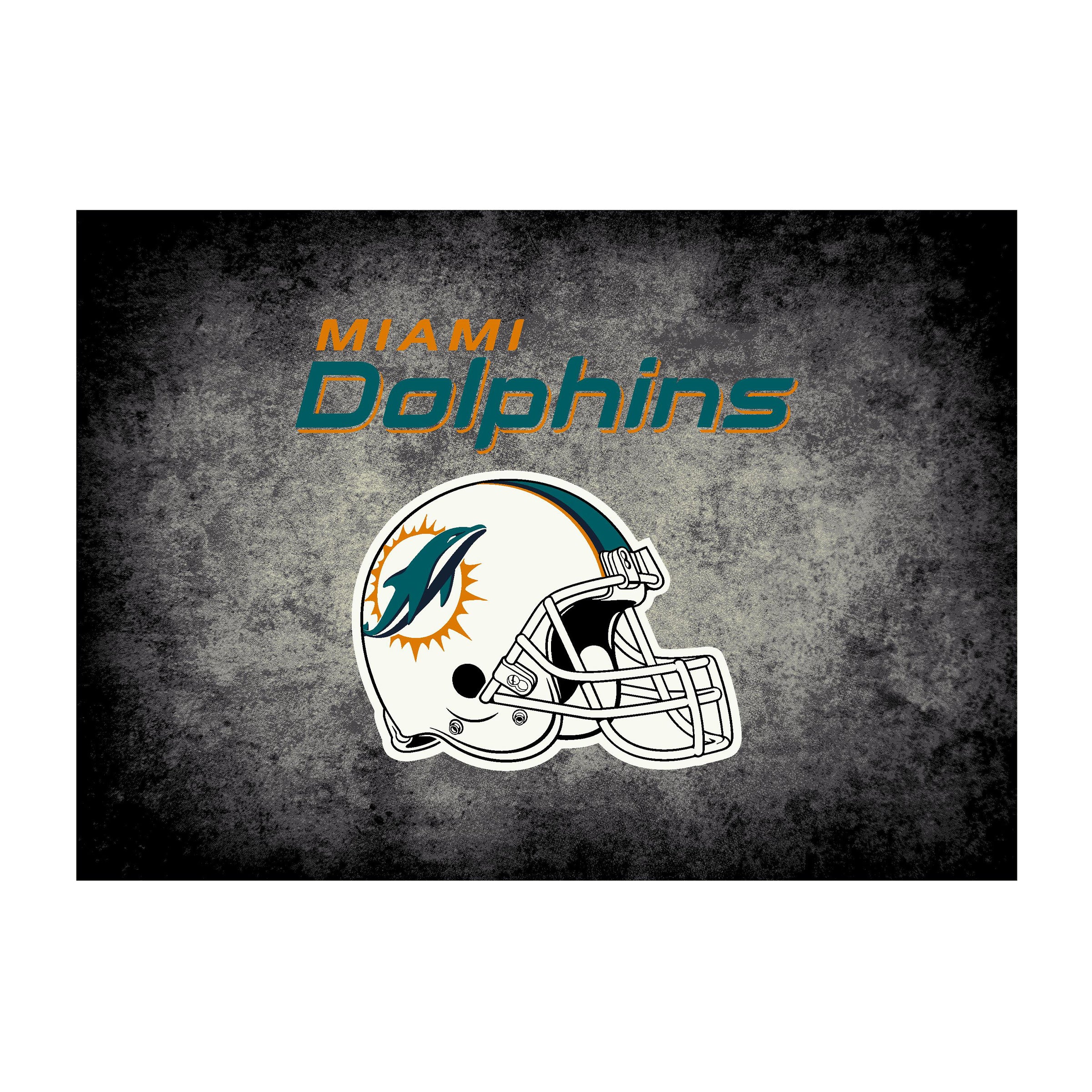 Nfl Miami Dolphins Team Logo Area Rug Distressed Design