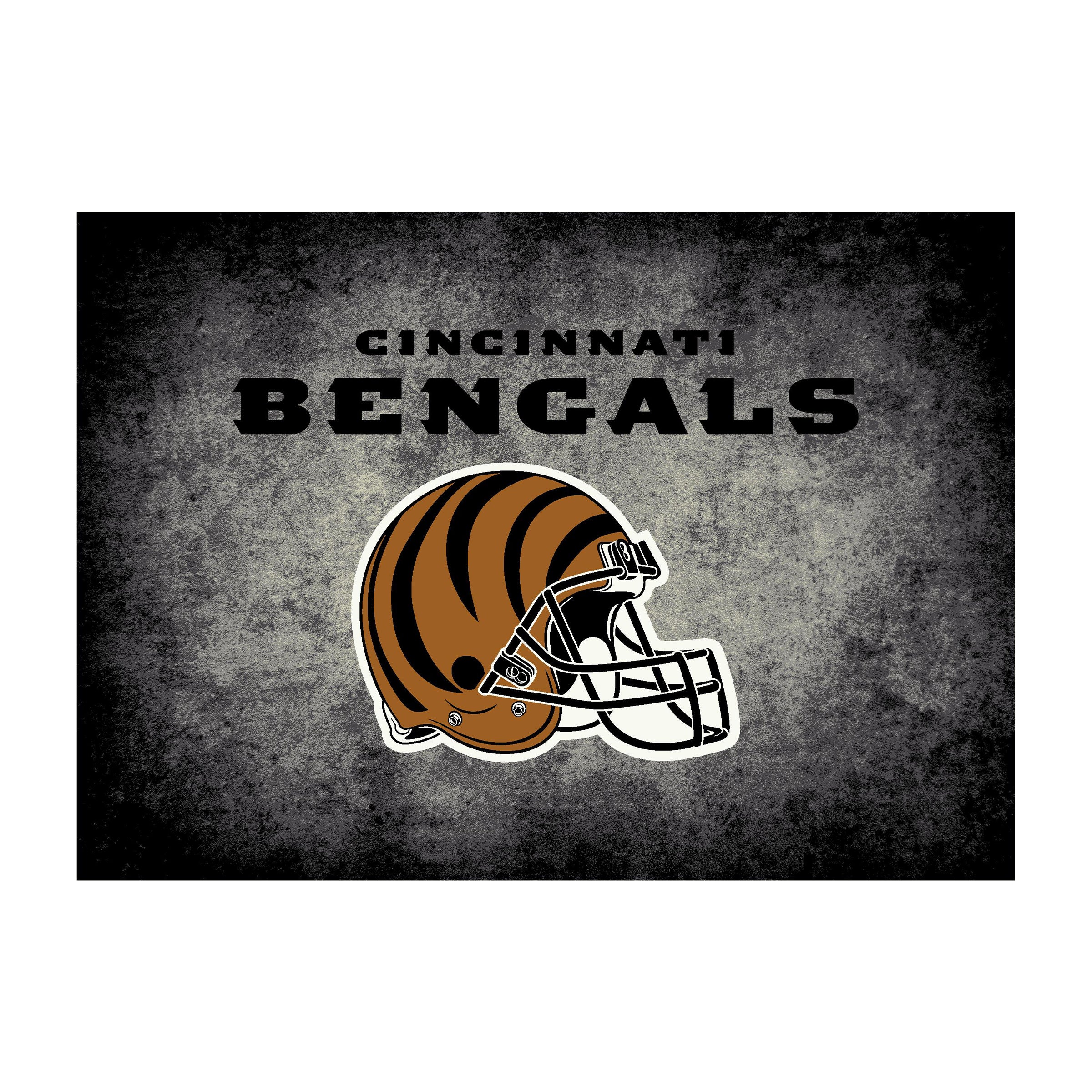 Nfl Cincinnati Bengals Team Logo Area Rug Distressed Design
