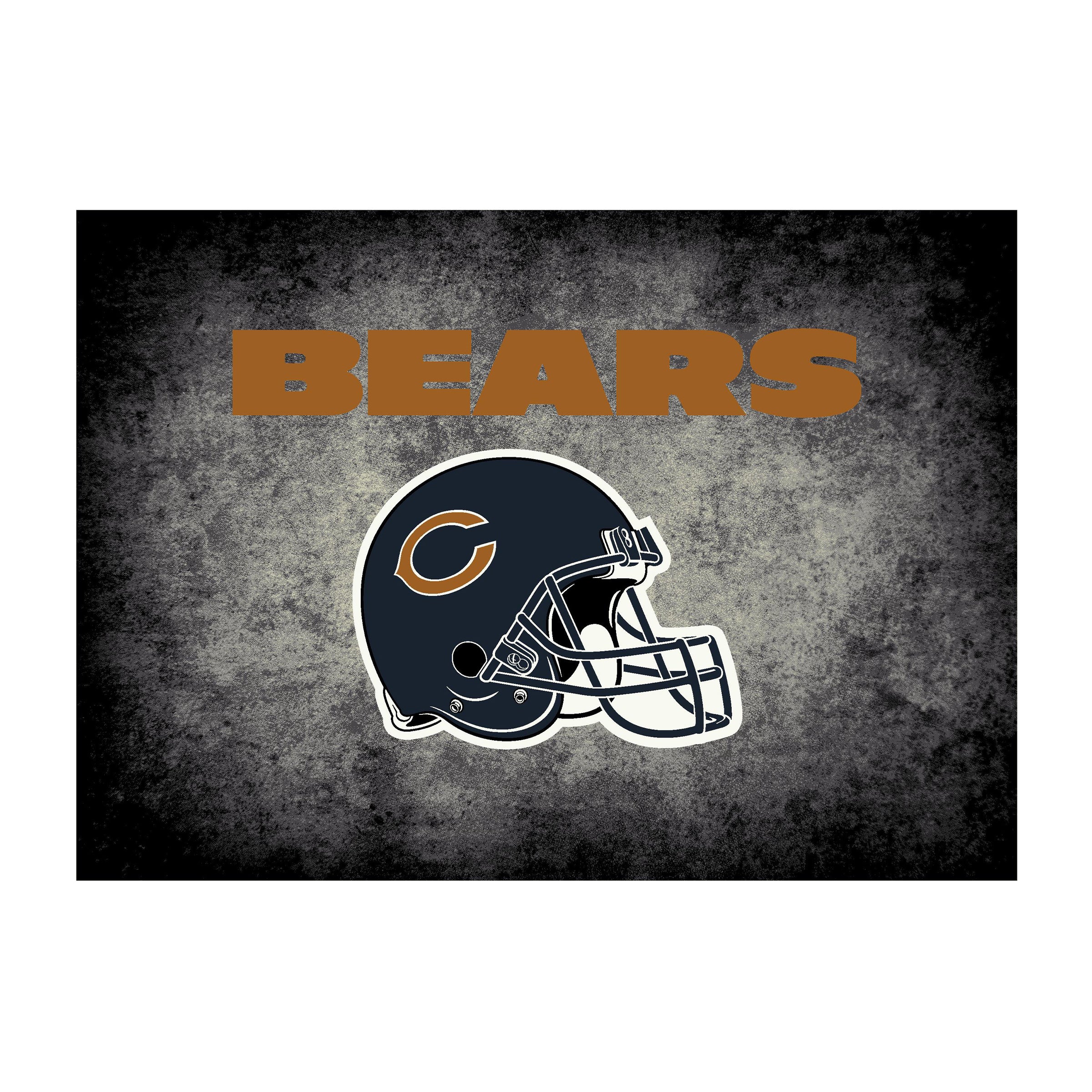 Nfl Chicago Bears Team Logo Area Rug Distressed Design