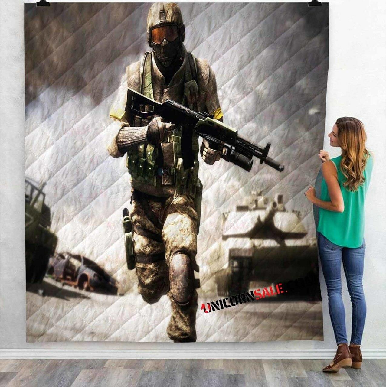 Ps3 Game Battlefield Bad Company V 3Dtomized onalized Quilt Blanket
