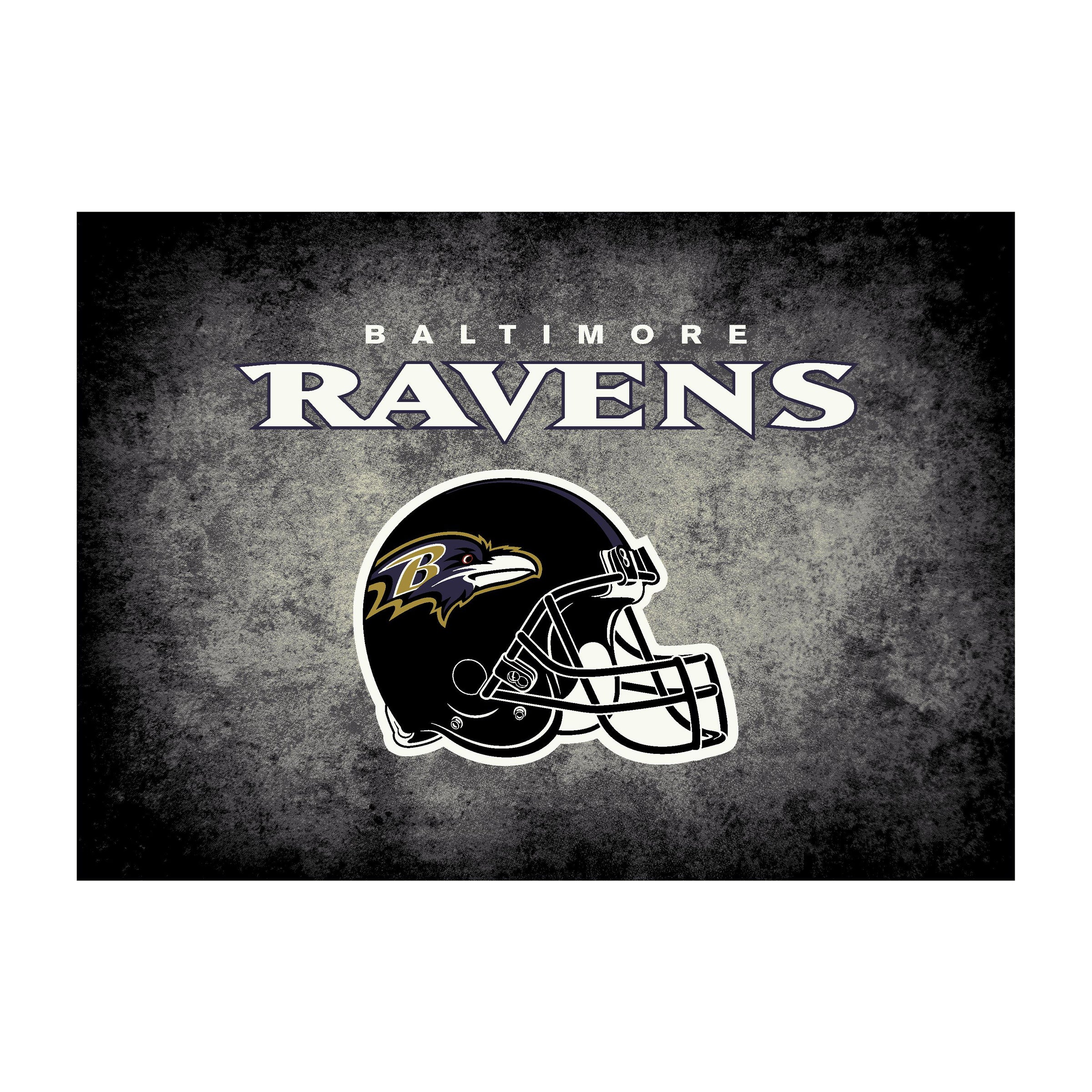 Nfl Baltimore Ravens Team Logo Area Rug Distressed Design