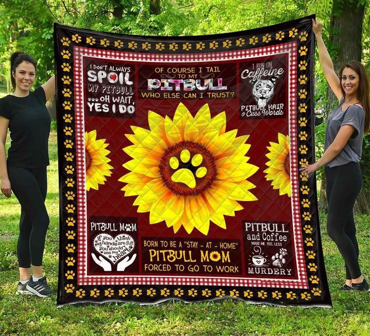 Run On Caffeine Pitbull Mom Quilt Blanket Dhc1402913Td